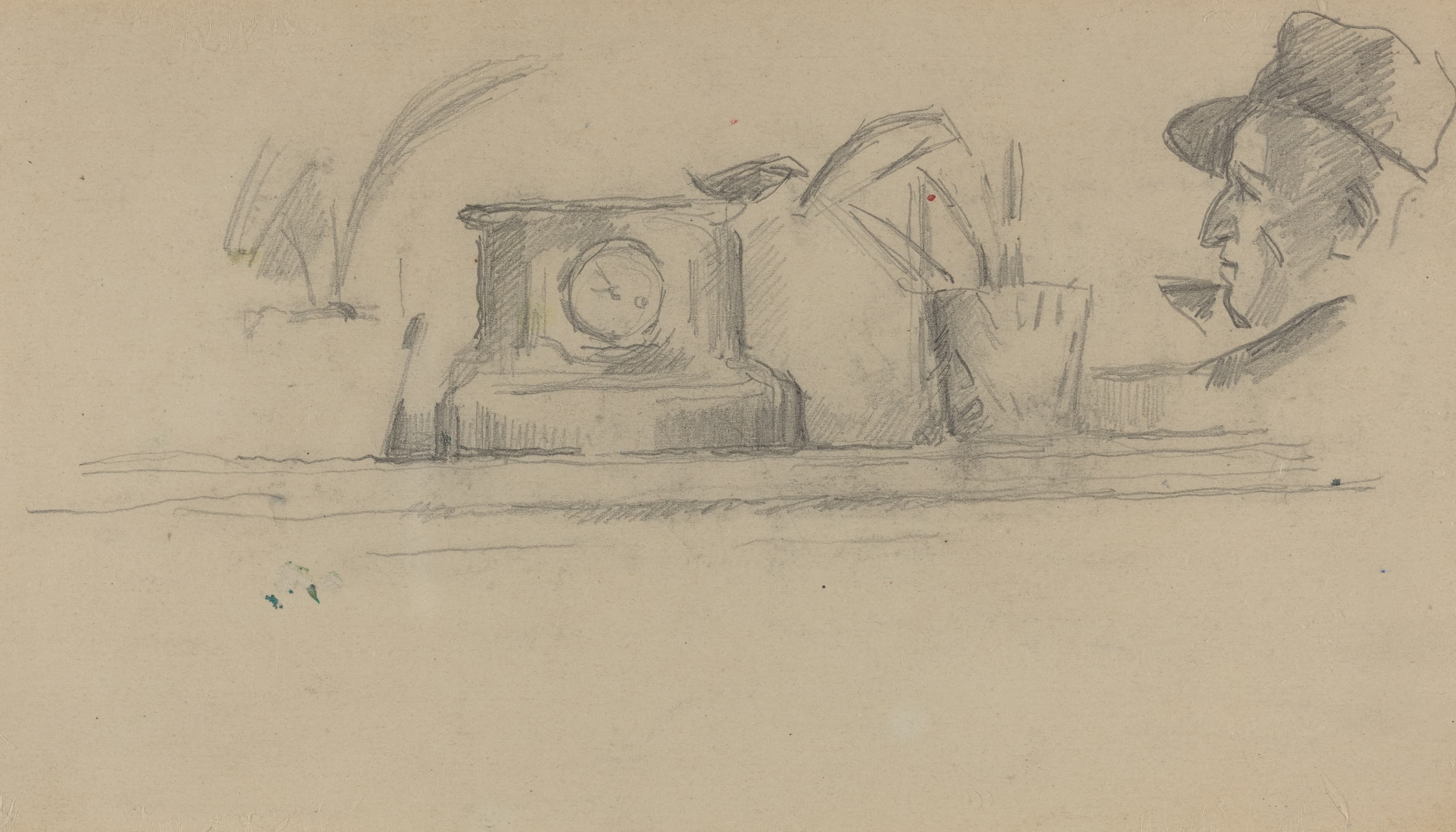 《艺术家父亲和壁炉架反面的物品》（the artists father and objects on a mantel verso）｜保罗·塞尚 Paul Cézanne｜1877–1881