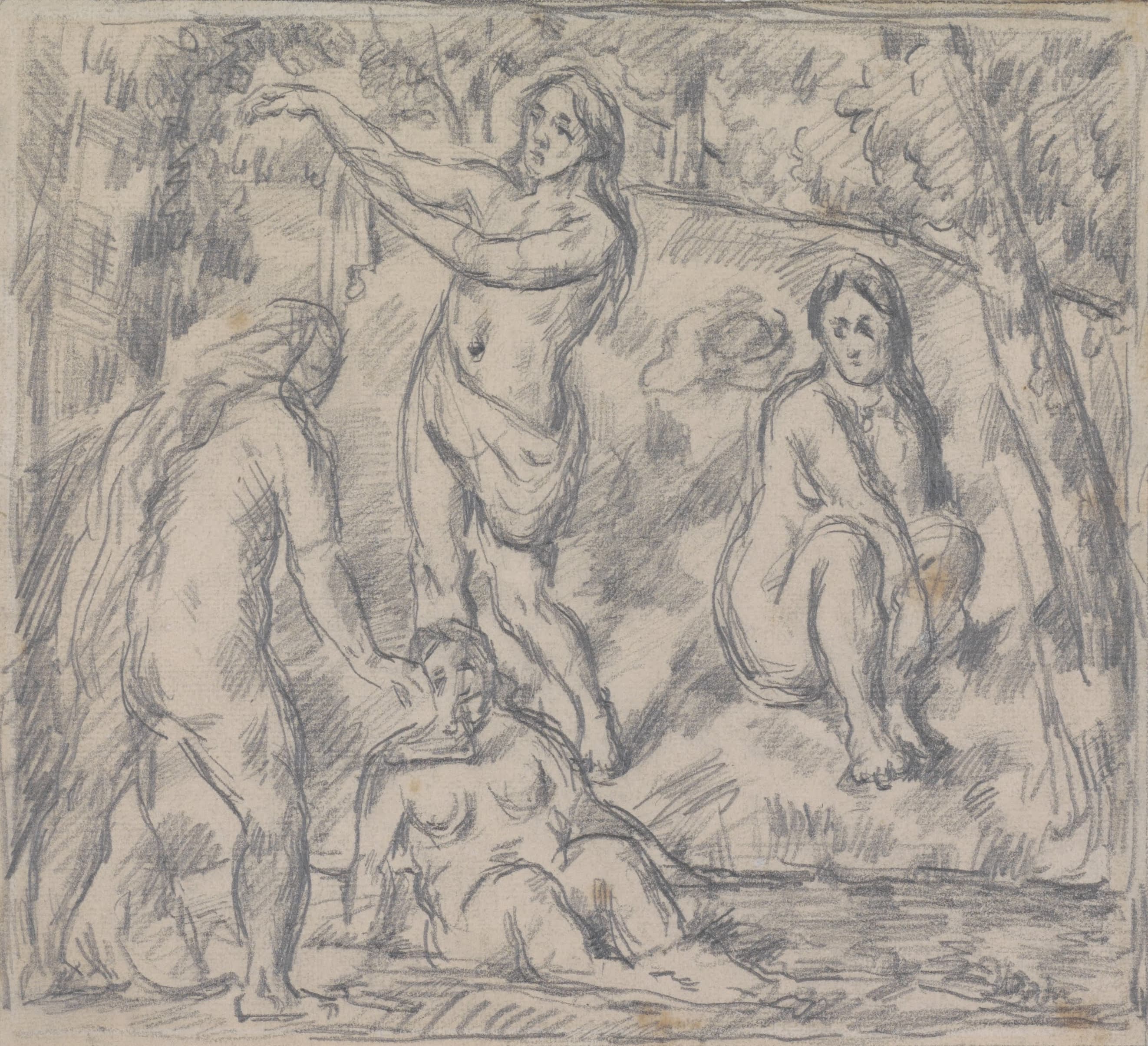 《对四位女性洗澡的研究》（study of four women bathing）｜保罗·塞尚 Paul Cézanne｜约1879-1882