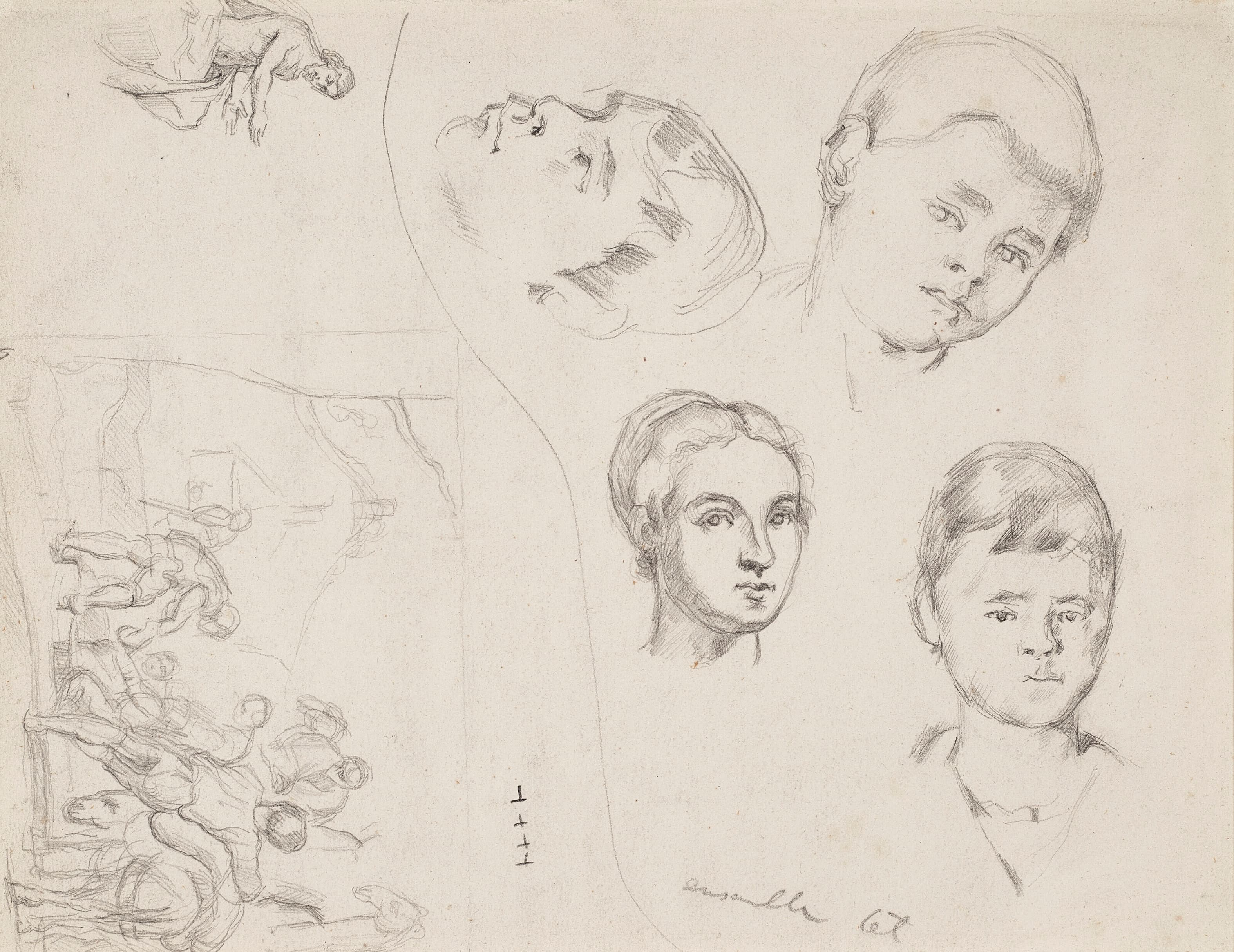 《保罗的三幅肖像以及佩德罗·德·玛雅和丁托列托的研究》（three portraits of paul and studies after pedro de maya and tintoretto）｜保罗·塞尚 Paul Cézanne｜1879–1880