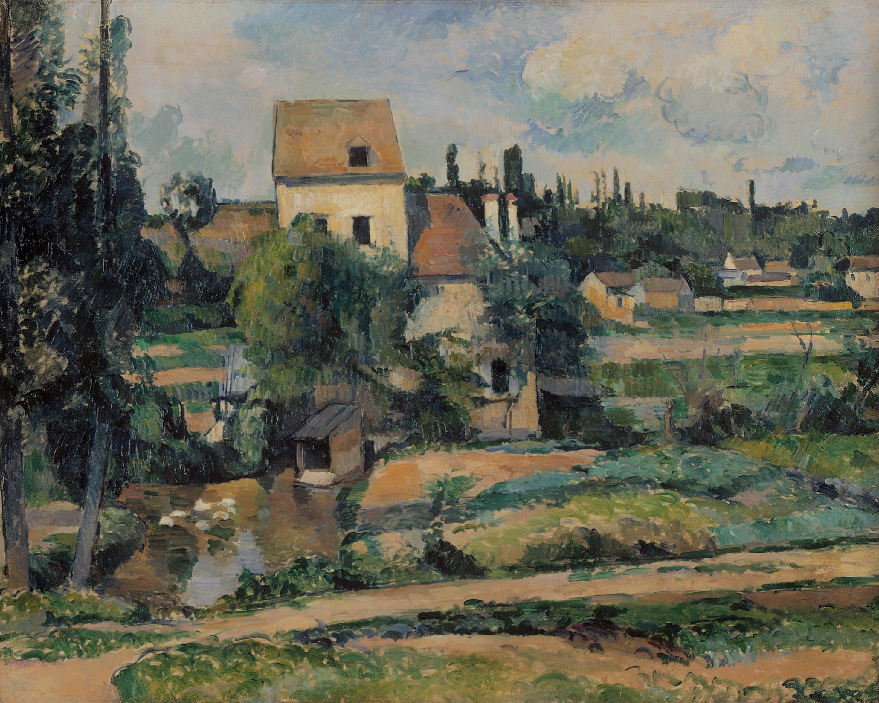 《蓬图瓦兹蛇磨坊》（mill on the snake at pontoise）｜保罗·塞尚 Paul Cézanne｜1881