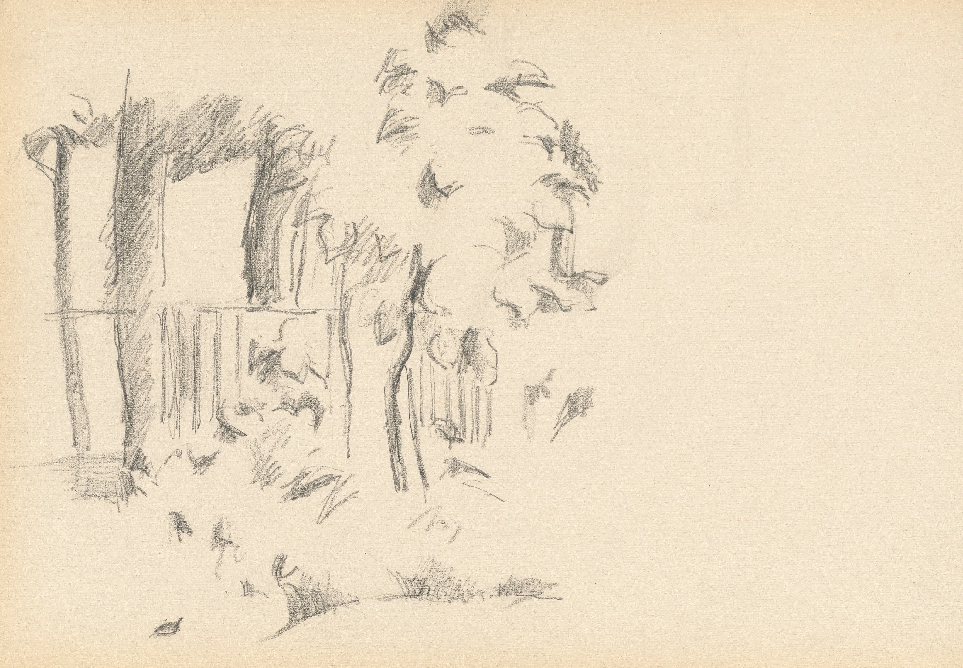 《jas de bouffan 泳池附近》（near the pool at jas de bouffan）｜保罗·塞尚 Paul Cézanne｜1883–1887