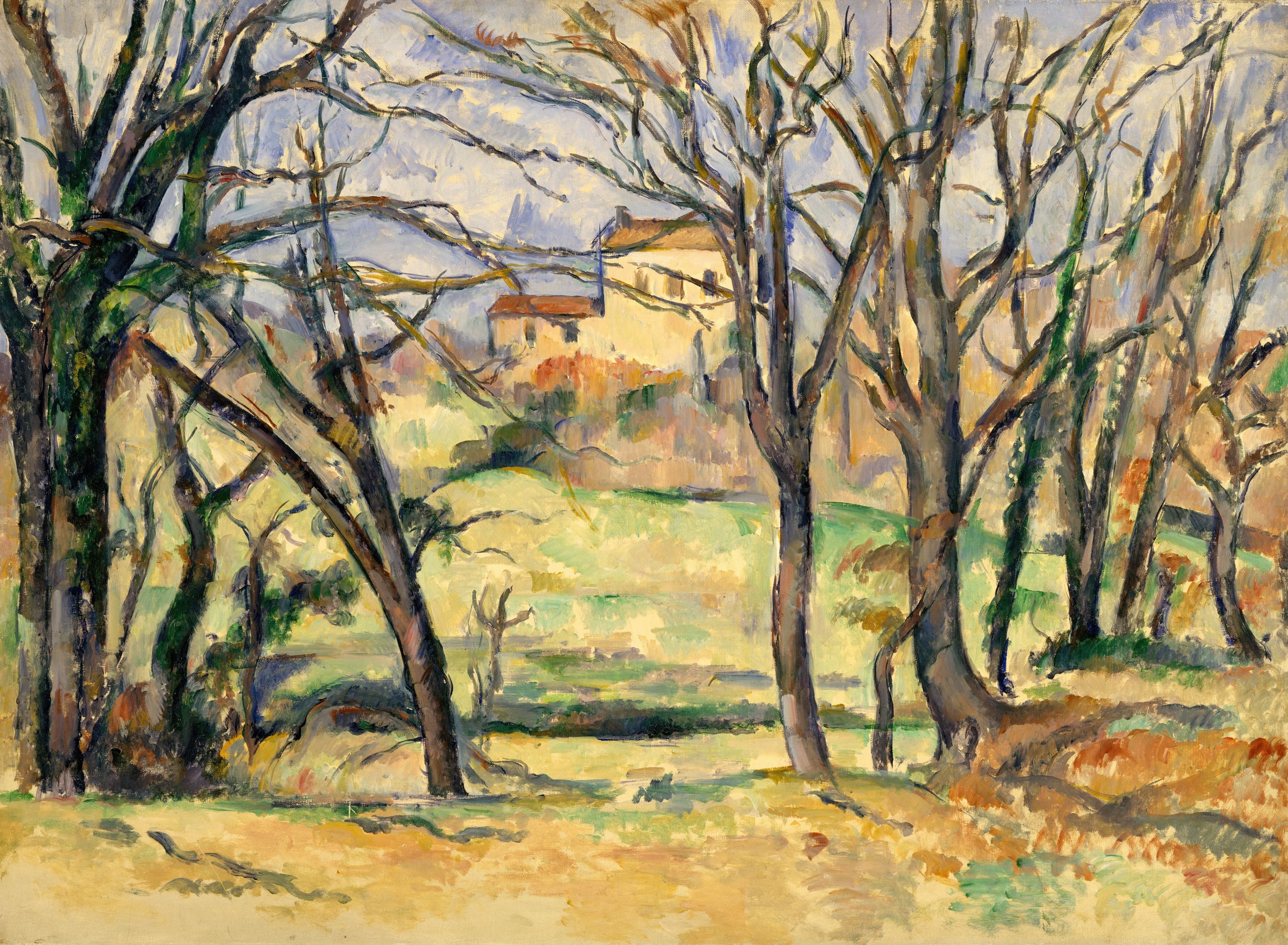 《jas de bouffan 附近的树木和房屋》（trees and houses near the jas de bouffan）｜保罗·塞尚 Paul Cézanne｜1885–1886