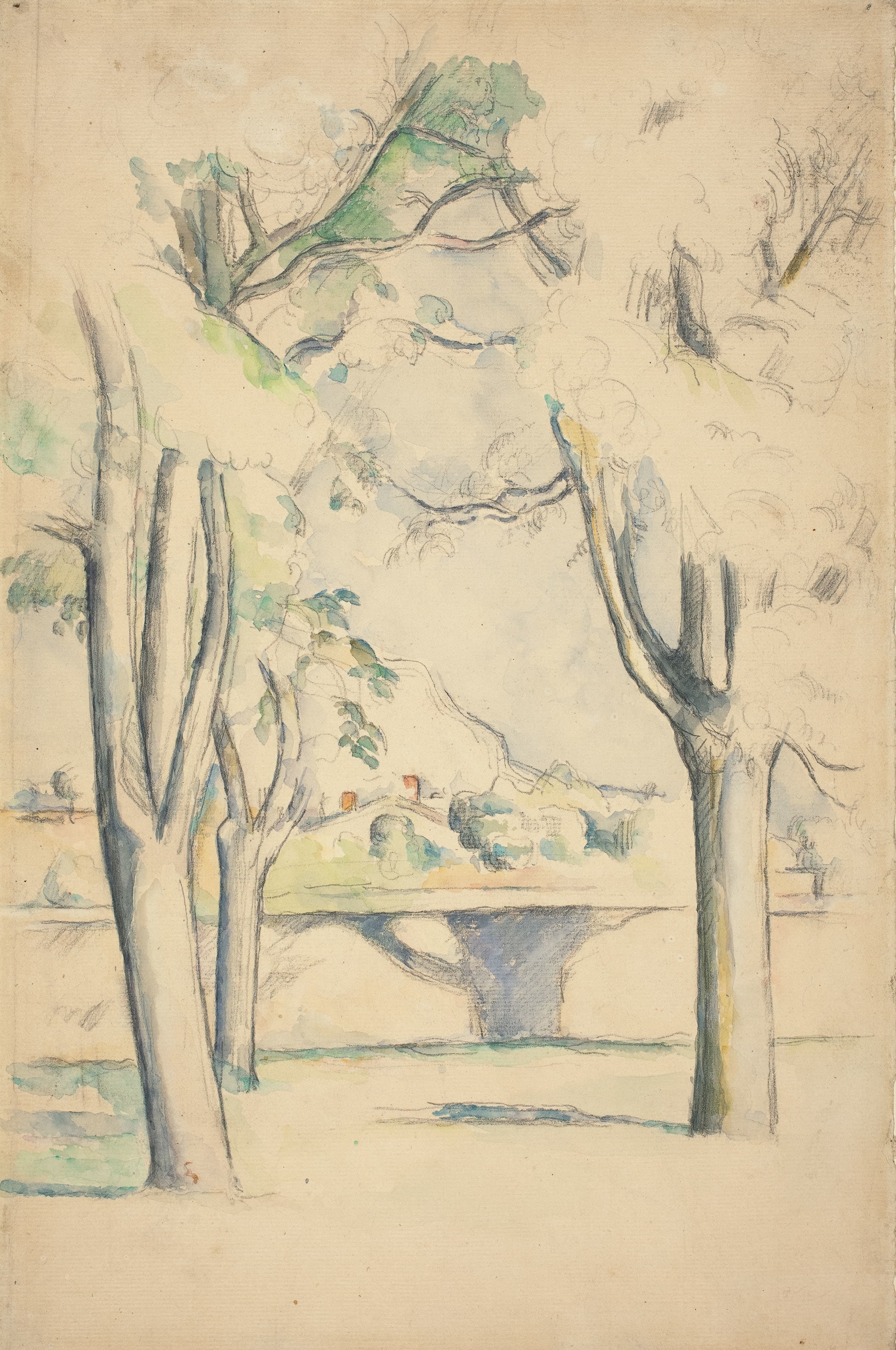 《从 jas de bouffan c 墙外看到的圣维克多山》（mont sainte victoire seen beyond the wall of the jas de bouffan c）｜保罗·塞尚 Paul Cézanne｜1885–1888