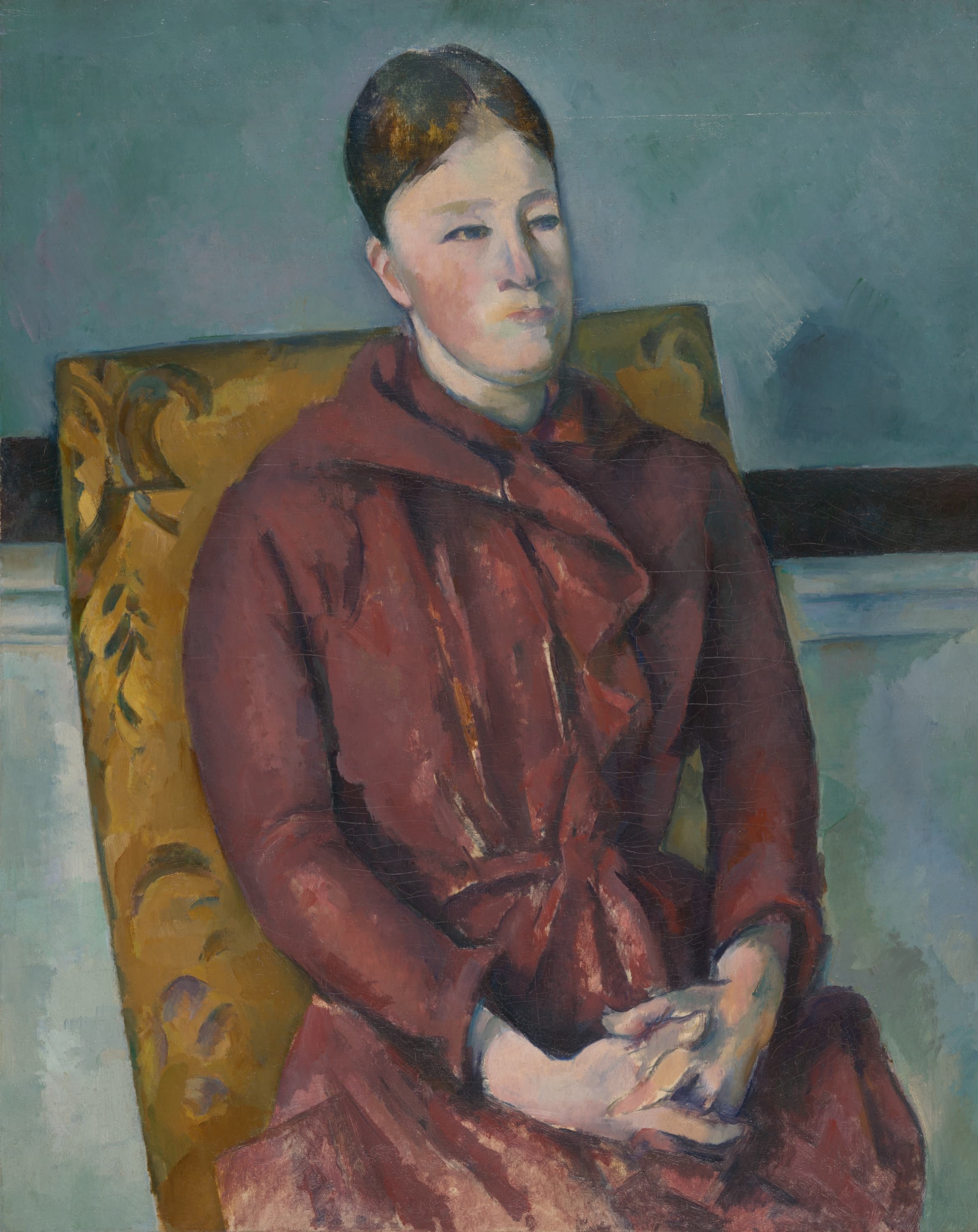 《坐在黄色椅子上的塞尚夫人》（madame cezanne in a yellow chair）｜保罗·塞尚 Paul Cézanne｜1888–1890