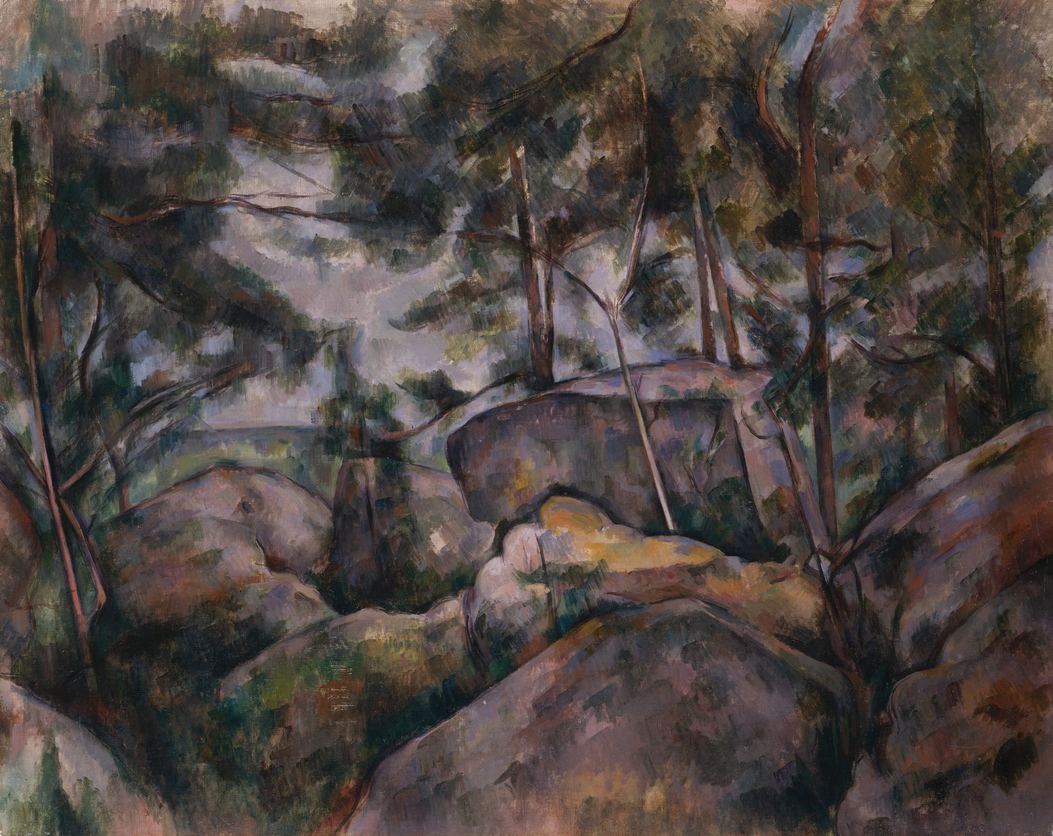 《森林里的岩石》（rocks in the forest）｜保罗·塞尚 Paul Cézanne｜1890年代