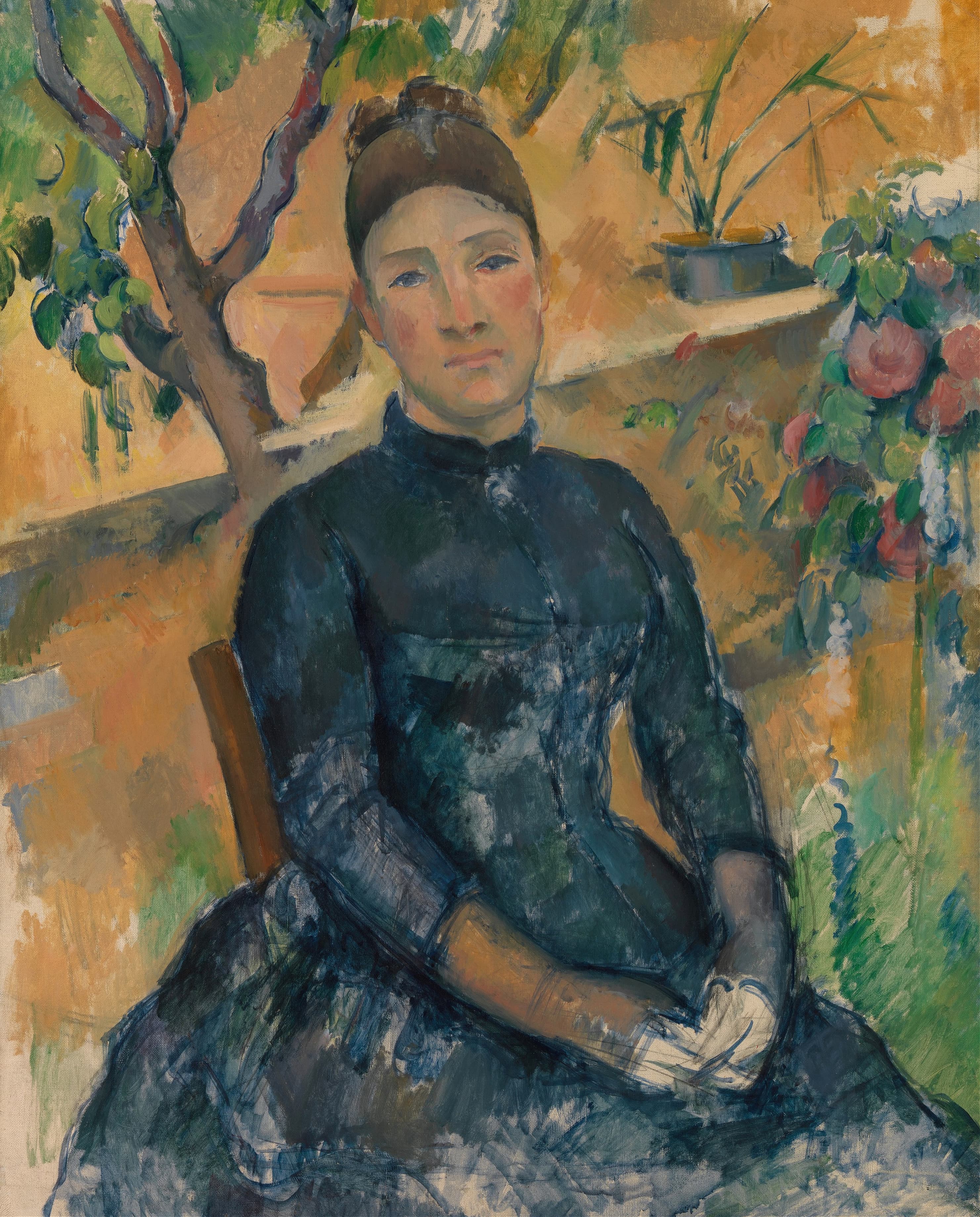 《温室中的塞尚夫人》（Madame Cézanne in the Conservatory）｜保罗·塞尚 Paul Cézanne｜1891