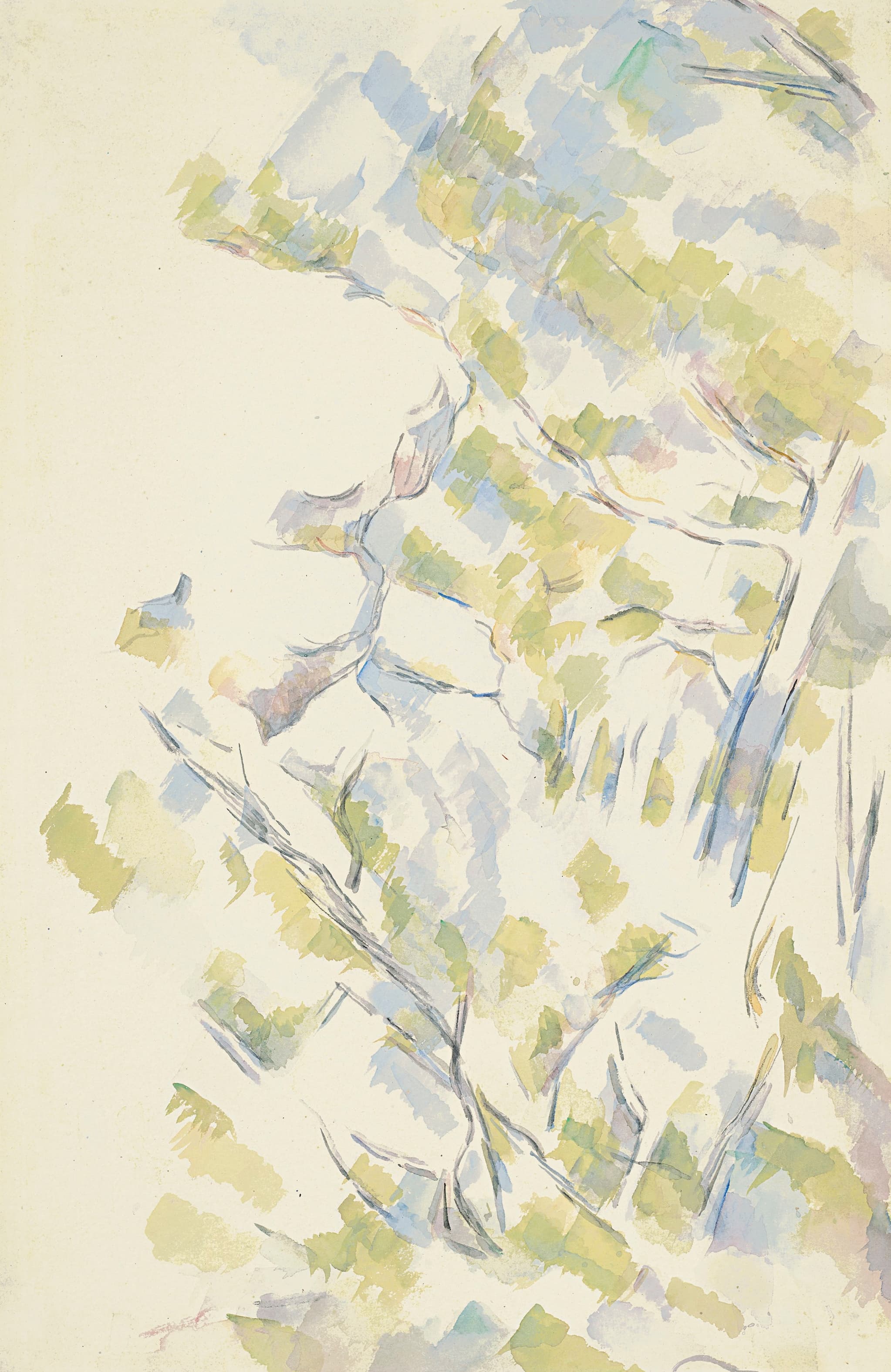 《黑堡上方洞穴附近的岩石轮廓》（rock profile near the caves above Chateau Noir）｜保罗·塞尚 Paul Cézanne｜1895–1900