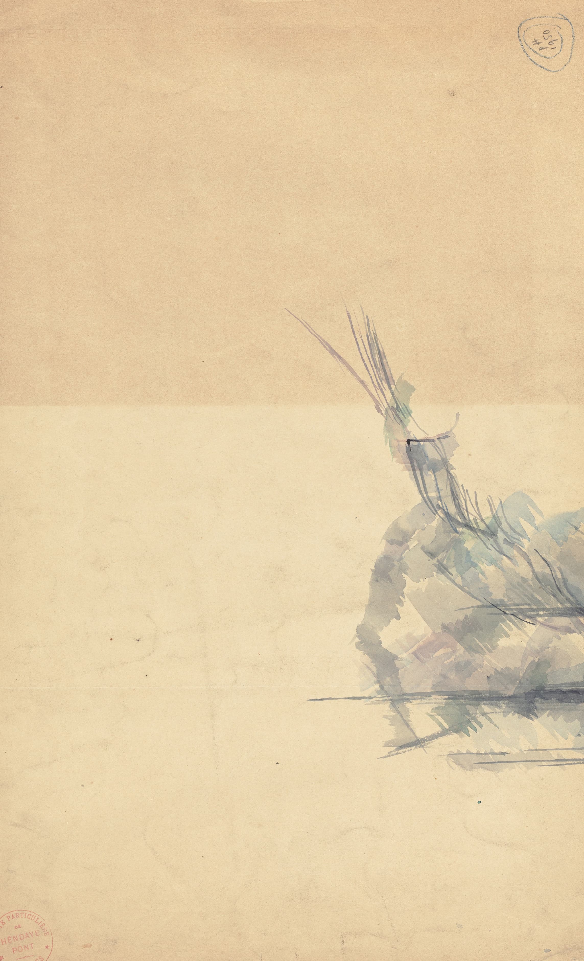 《岩石与 c 的研究》（study of a rock verso c）｜保罗·塞尚 Paul Cézanne｜1895