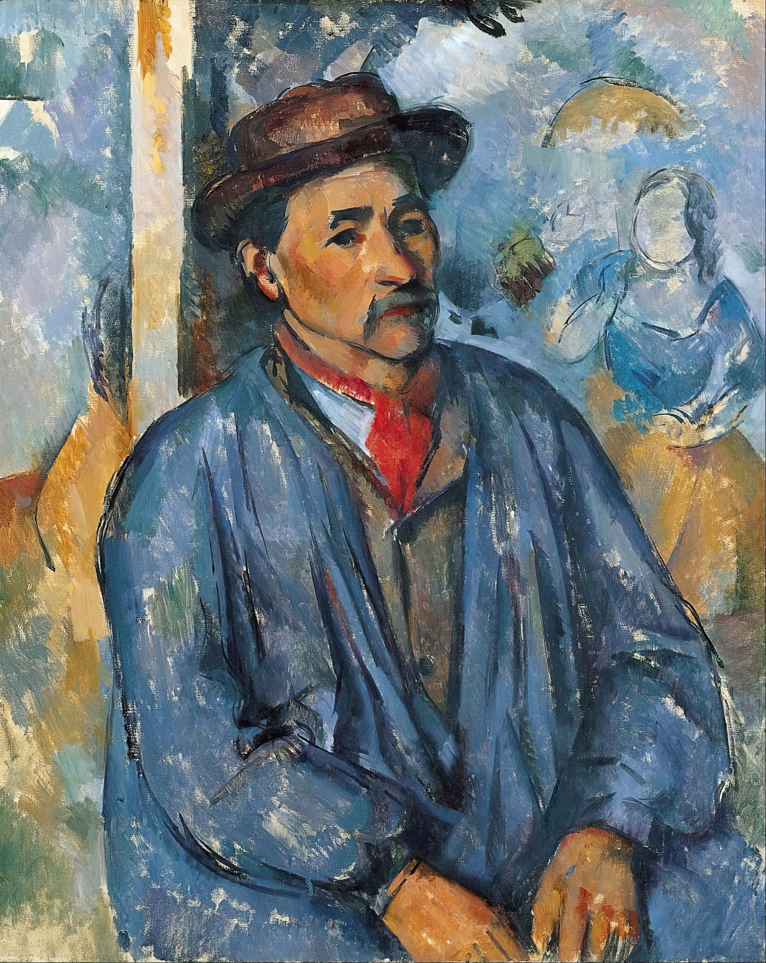 《穿蓝色工作服的男人 c》（man in a blue smock c）｜保罗·塞尚 Paul Cézanne｜1896–1897