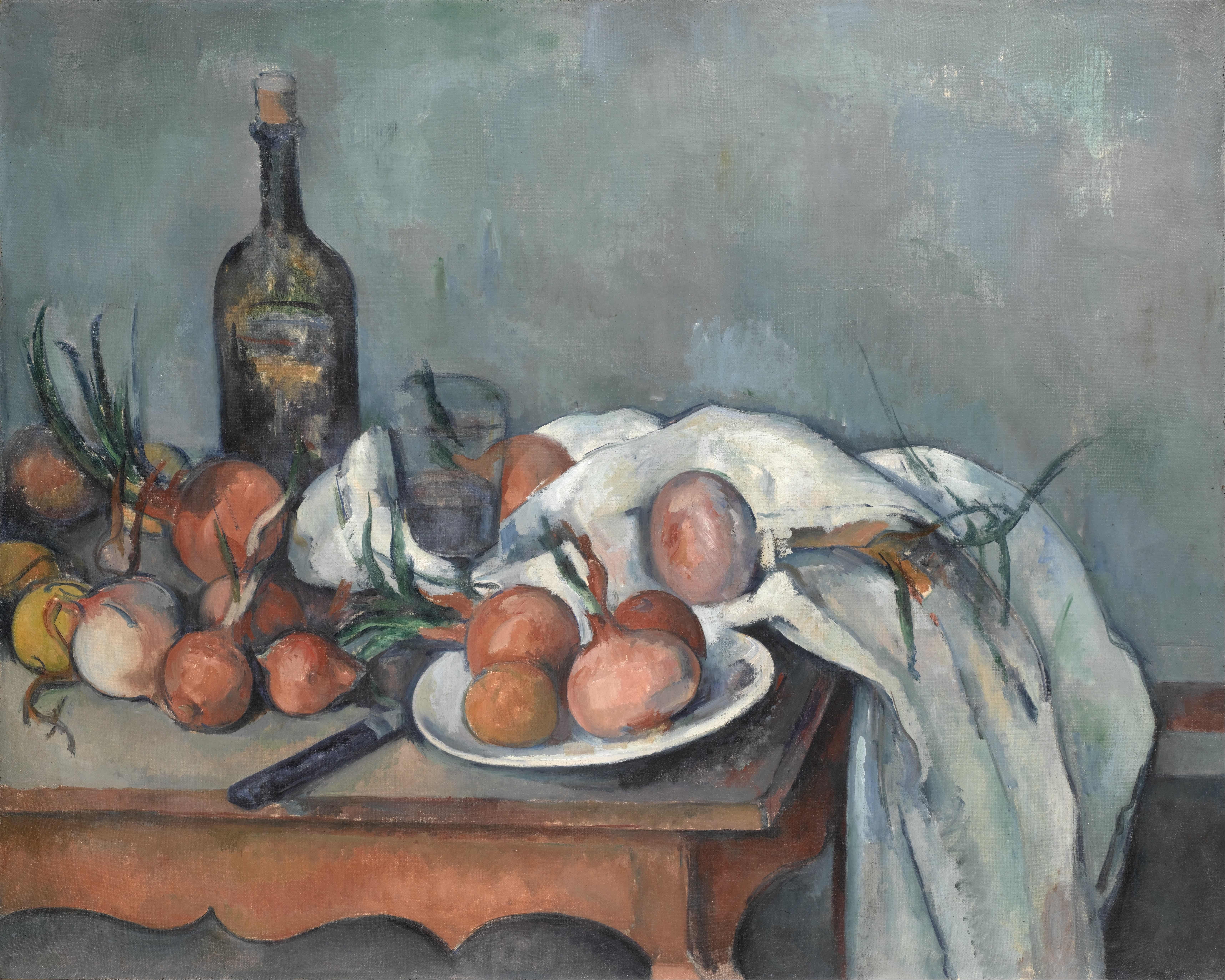 《静物与洋葱》（still life with onions）｜保罗·塞尚 Paul Cézanne｜1896–1898