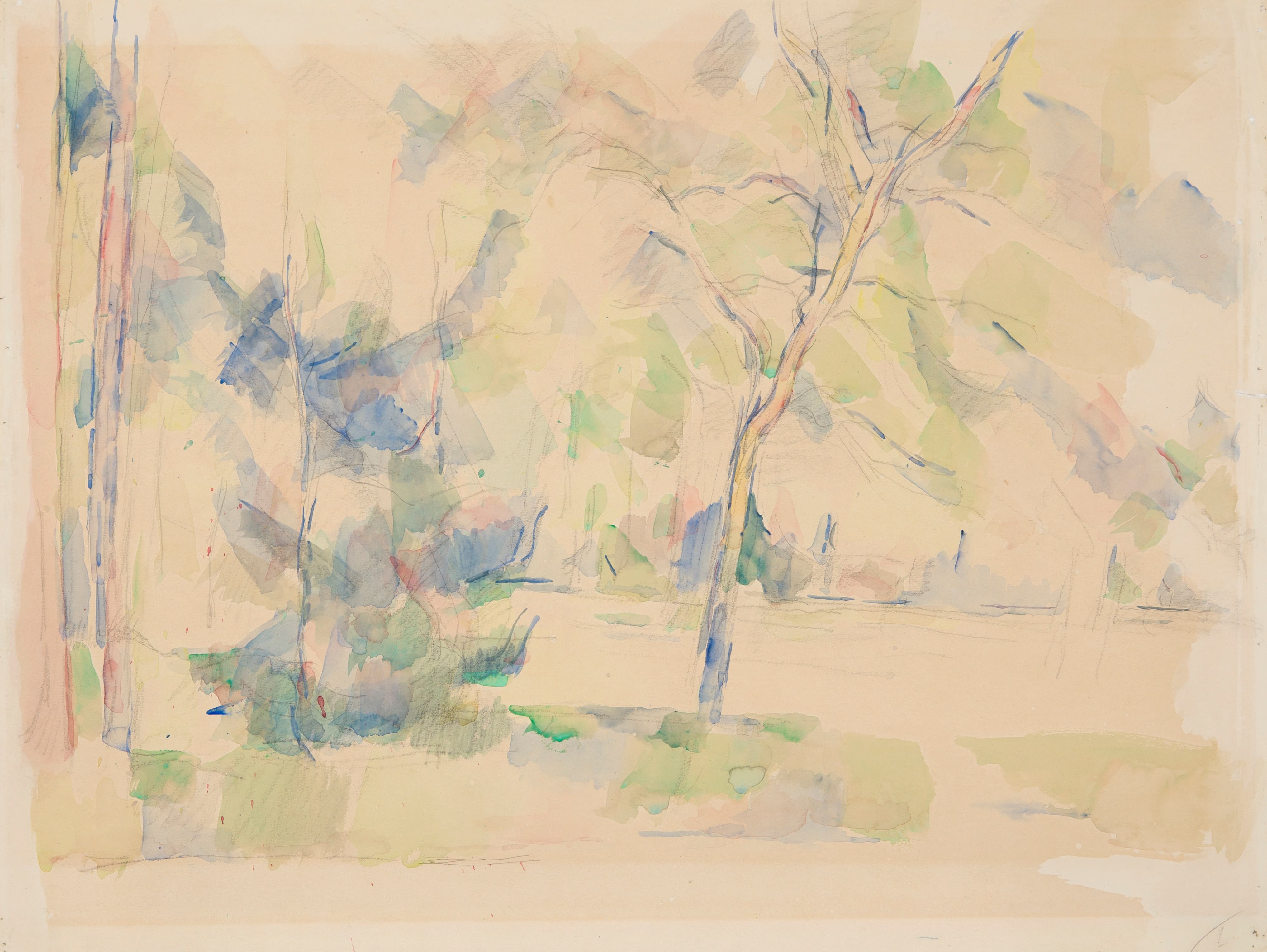 《森林边缘的湖》（lake at the edge of a forest）｜保罗·塞尚 Paul Cézanne｜1900–1904