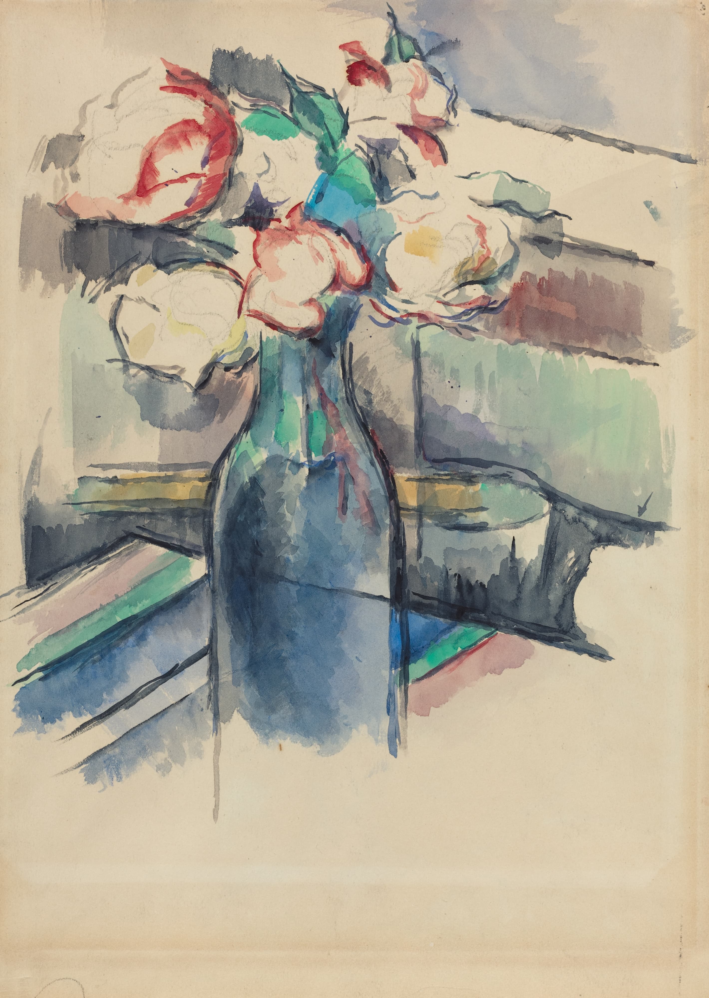《瓶中玫瑰右面》（roses in a bottle recto）｜保罗·塞尚 Paul Cézanne｜1900–1904