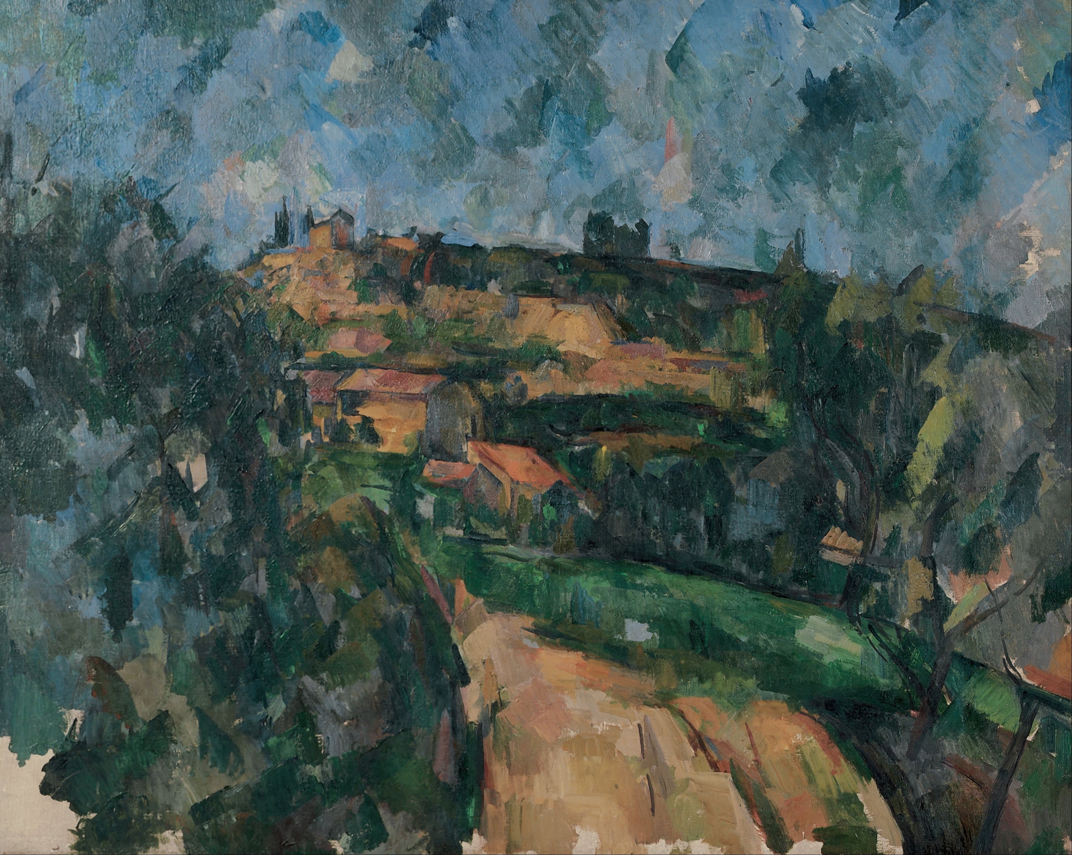 《chemin des lauves 顶部的道路拐弯处》（bend of the road at the top of the chemin des lauves）｜保罗·塞尚 Paul Cézanne｜1904–1906