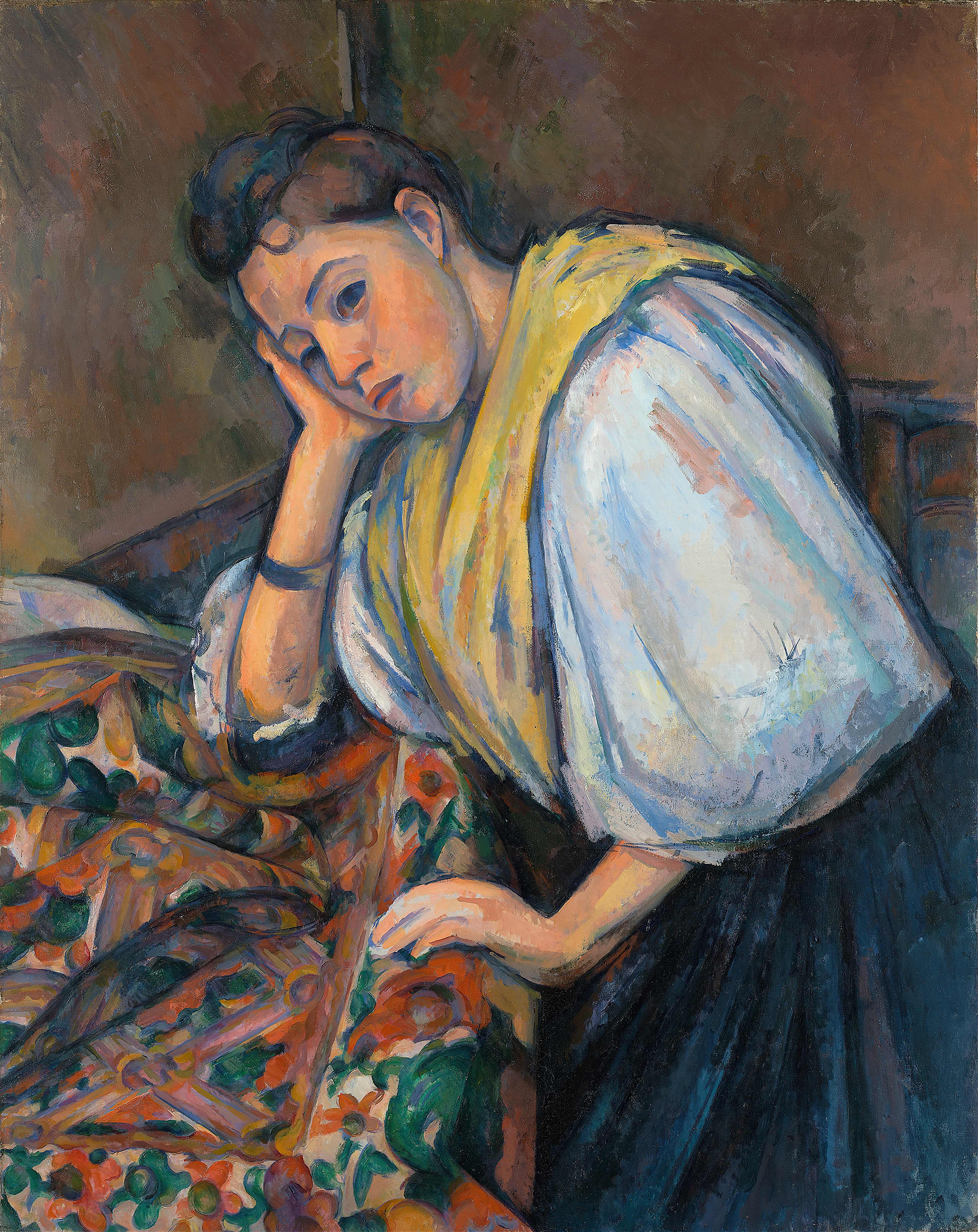 《年轻的意大利女人在桌边 18951900》（young italian woman at a table 18951900）｜保罗·塞尚 Paul Cézanne｜不明