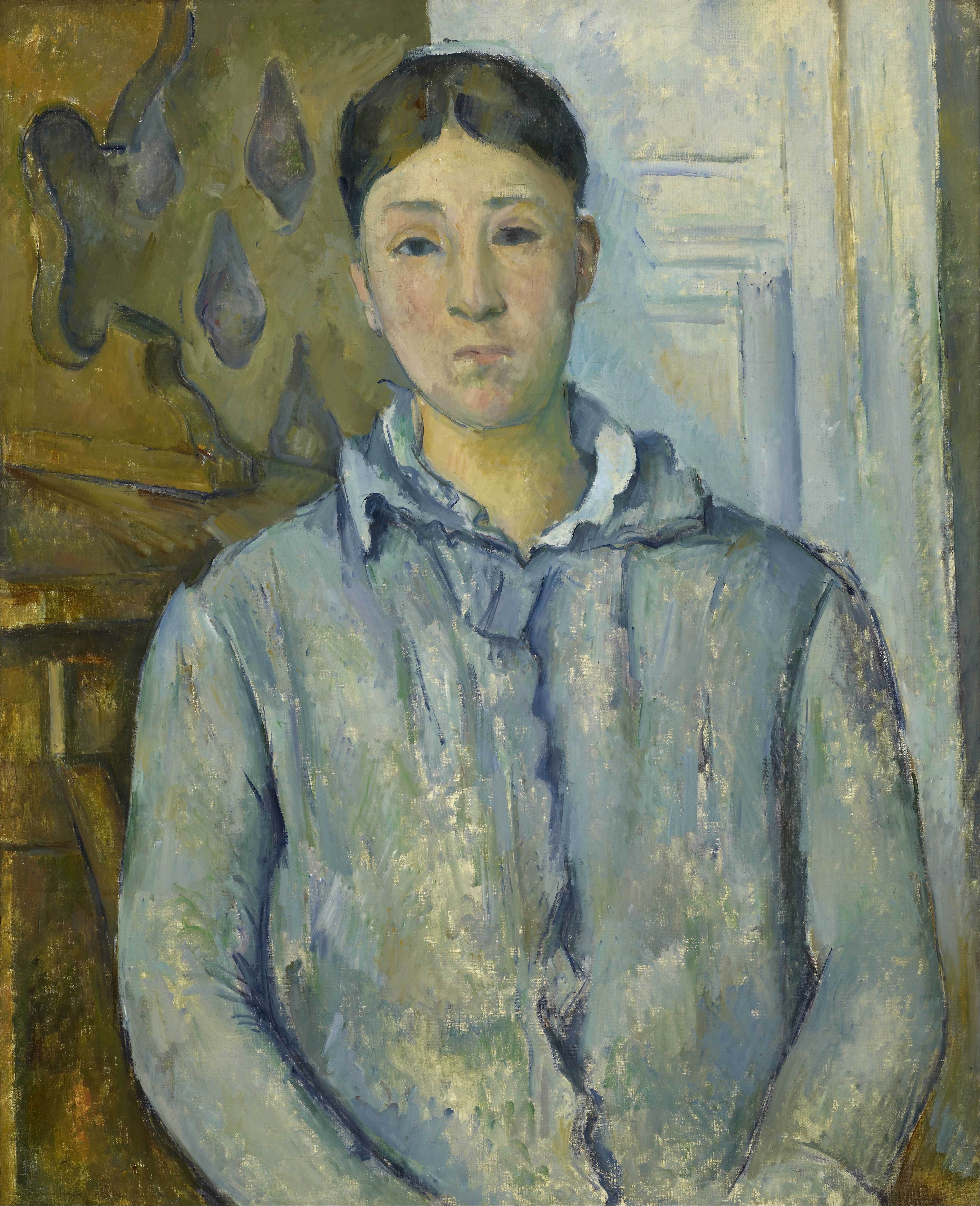 《穿蓝色衣服的塞尚夫人》（madame cezanne in blue）｜保罗·塞尚 Paul Cézanne｜不明