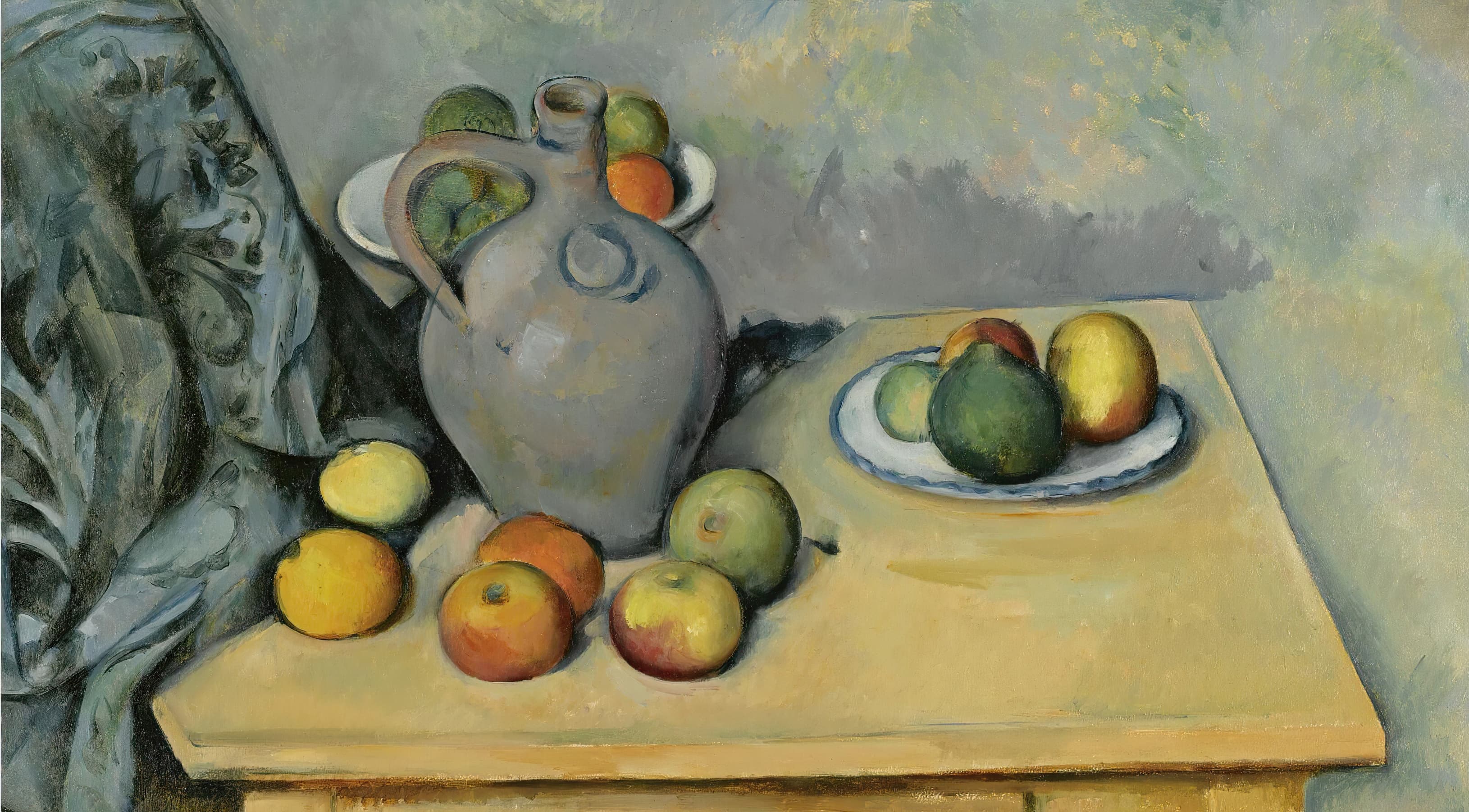 《桌子上的水罐和水果》（pitcher and fruits on a table）｜保罗·塞尚 Paul Cézanne｜不明