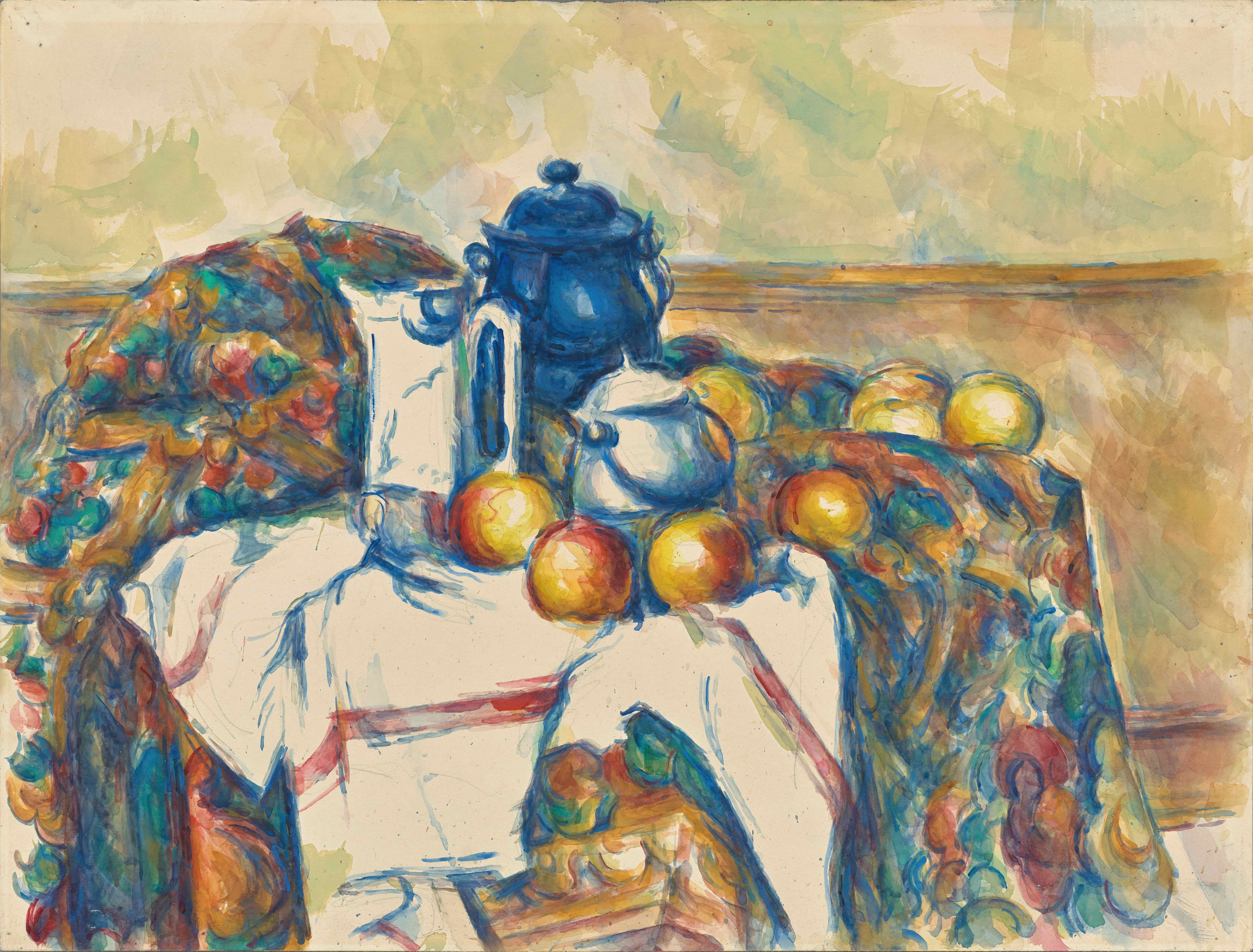《静物与蓝壶约19001906》（still life with blue pot about 19001906）｜保罗·塞尚 Paul Cézanne｜不明