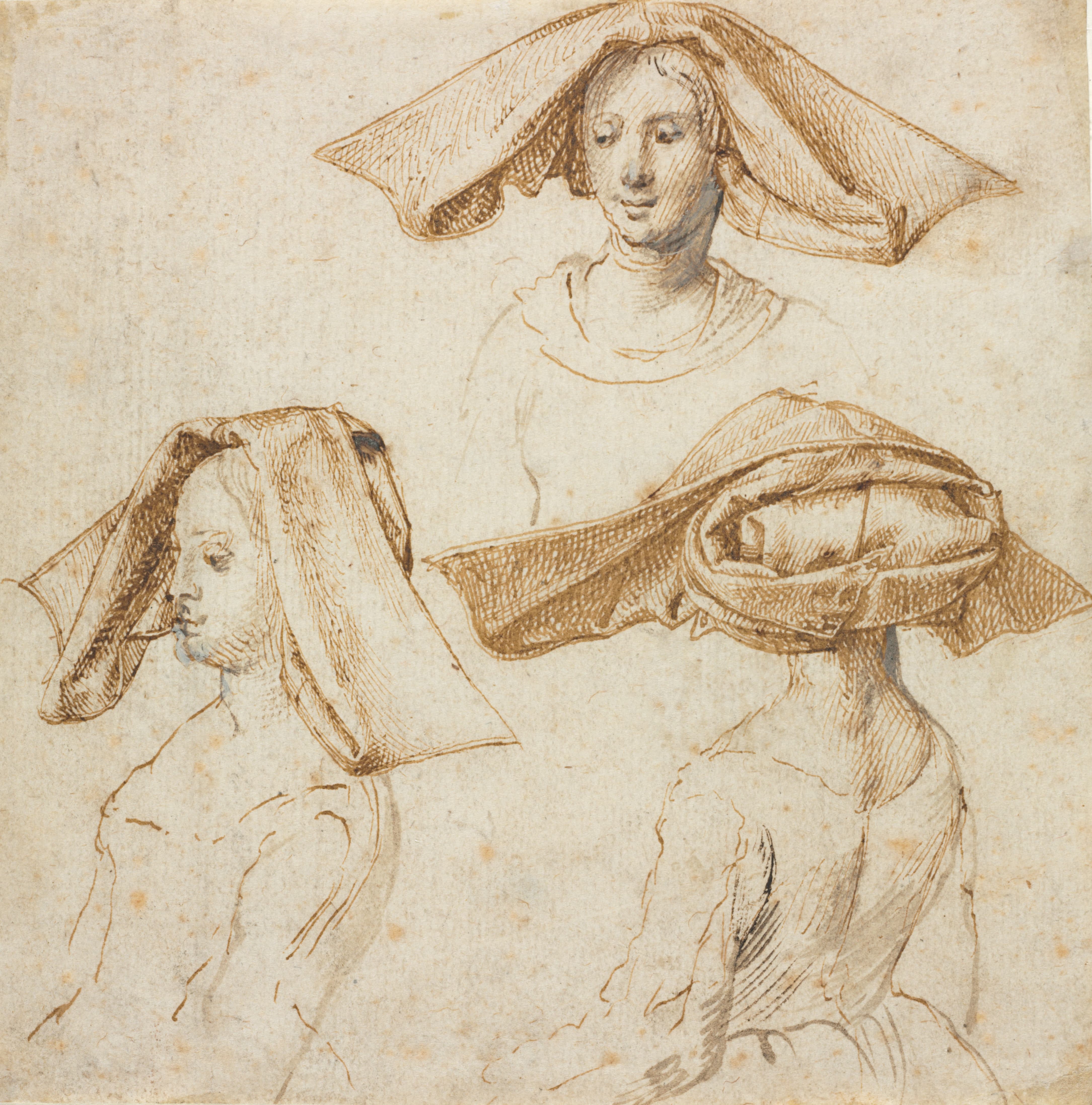 《关于佩戴精致头饰的女性的三项研究》（Three Studies of a Woman Wearing an Elaborate Headdress）｜彼得·保罗·鲁本斯 Peter Paul Rubens｜不明