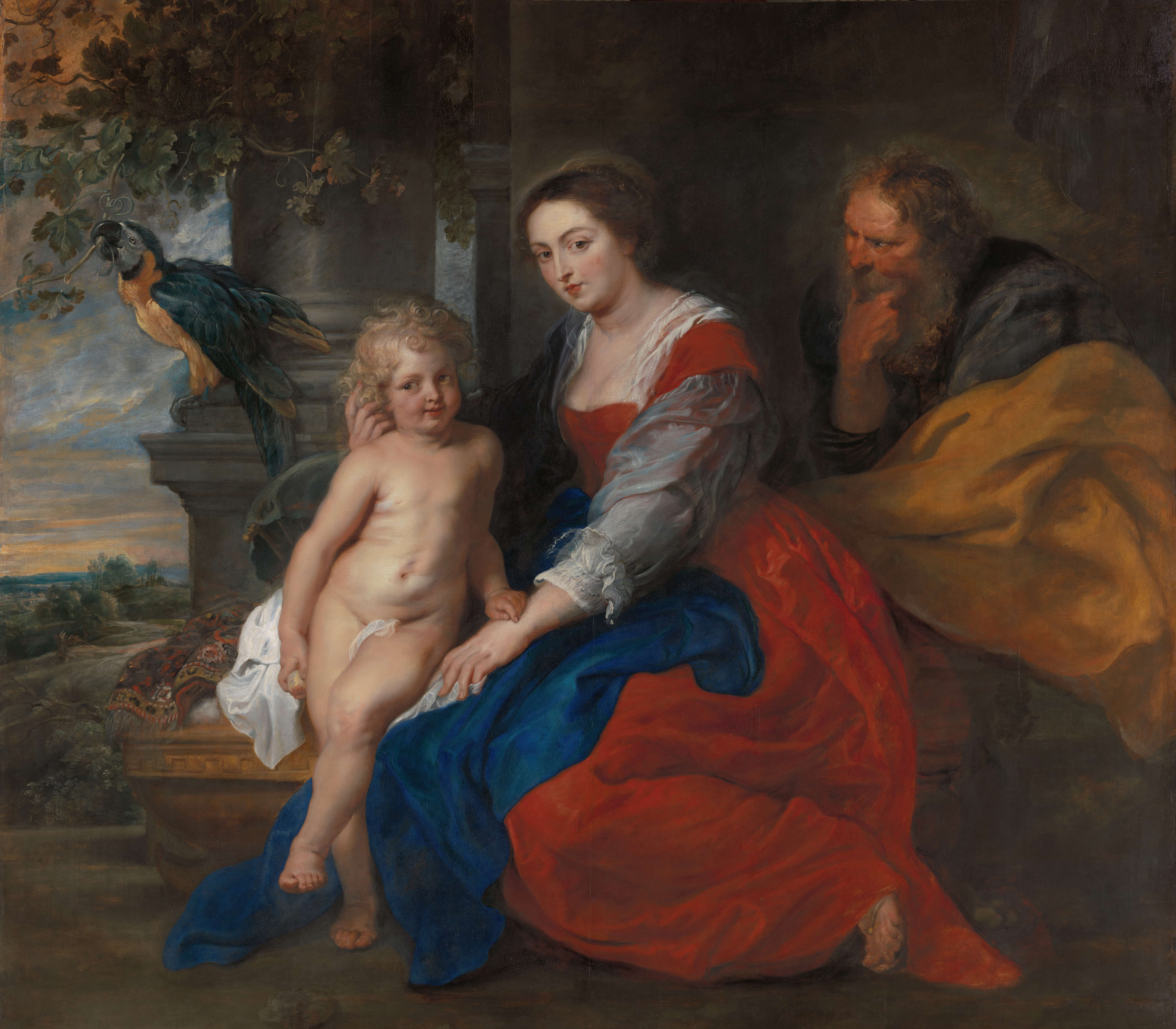 《圣家族与鹦鹉》（The Holy Family with the Parrot）｜彼得·保罗·鲁本斯 Peter Paul Rubens｜1614–1633