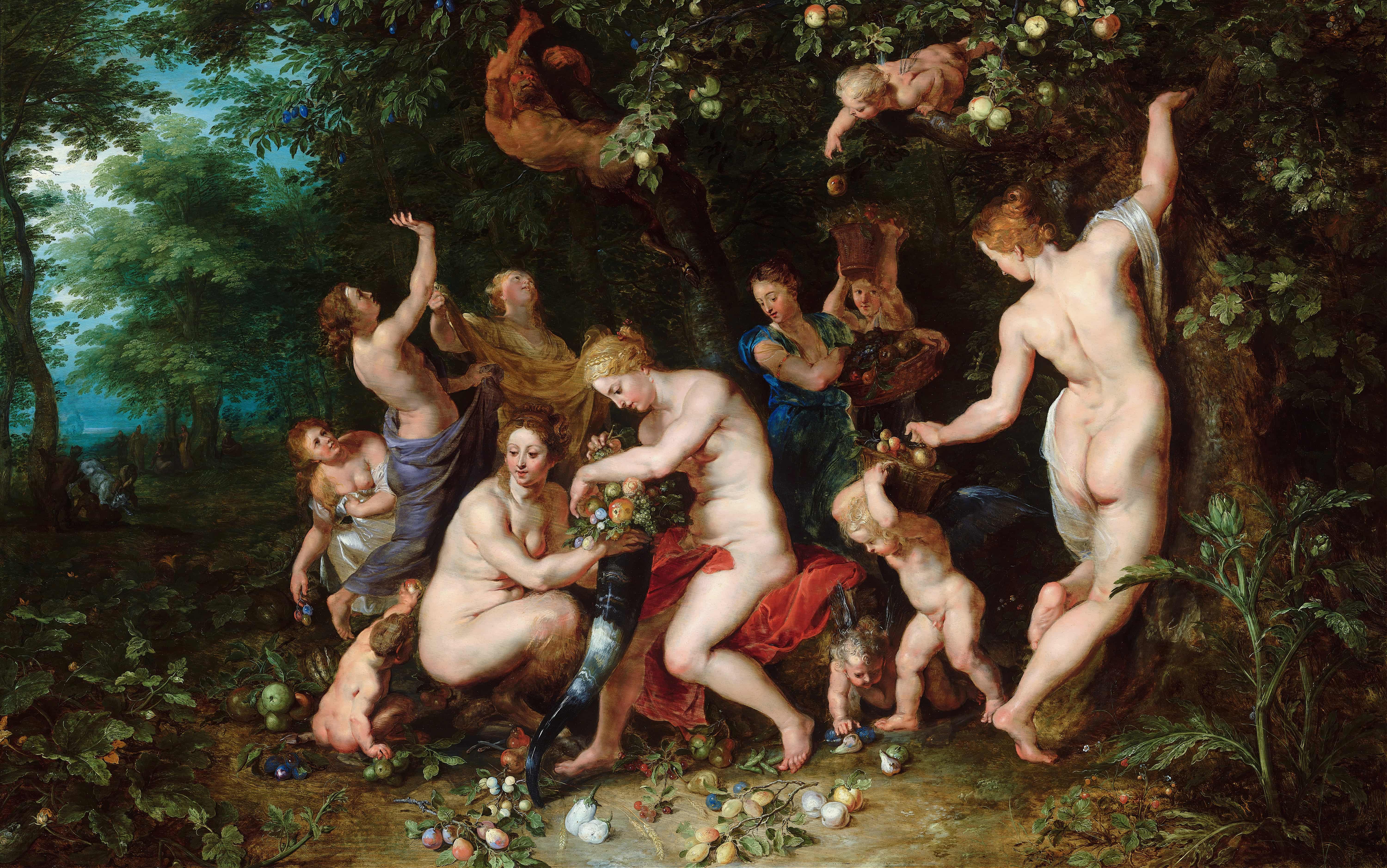 《宁芙充满聚宝盆》（Nymphs Filling The Cornucopia）｜彼得·保罗·鲁本斯 Peter Paul Rubens｜1615