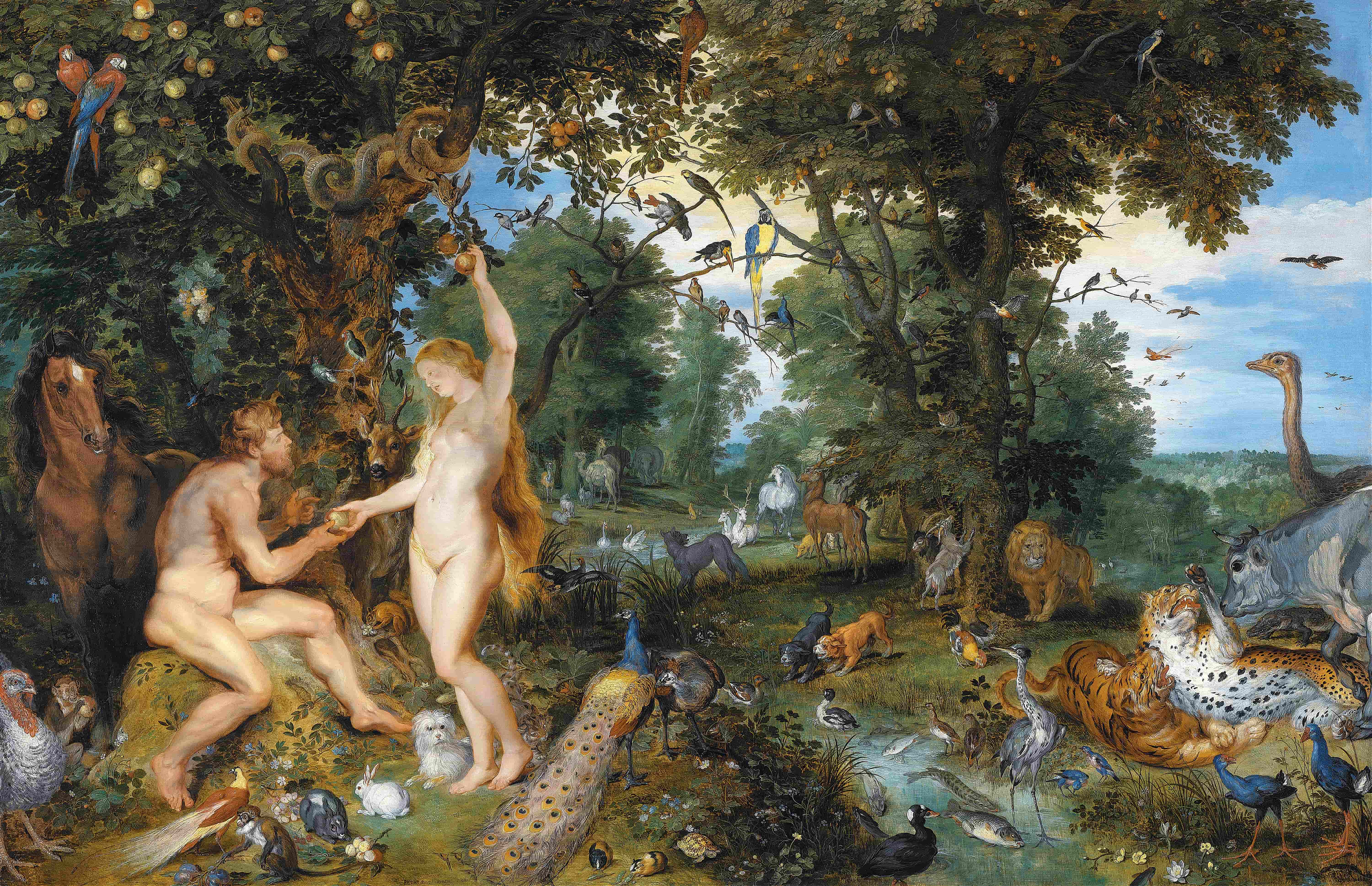《伊甸园与人类的堕落》（The Garden of Eden with the Fall of Man）｜彼得·保罗·鲁本斯 Peter Paul Rubens｜约1615
