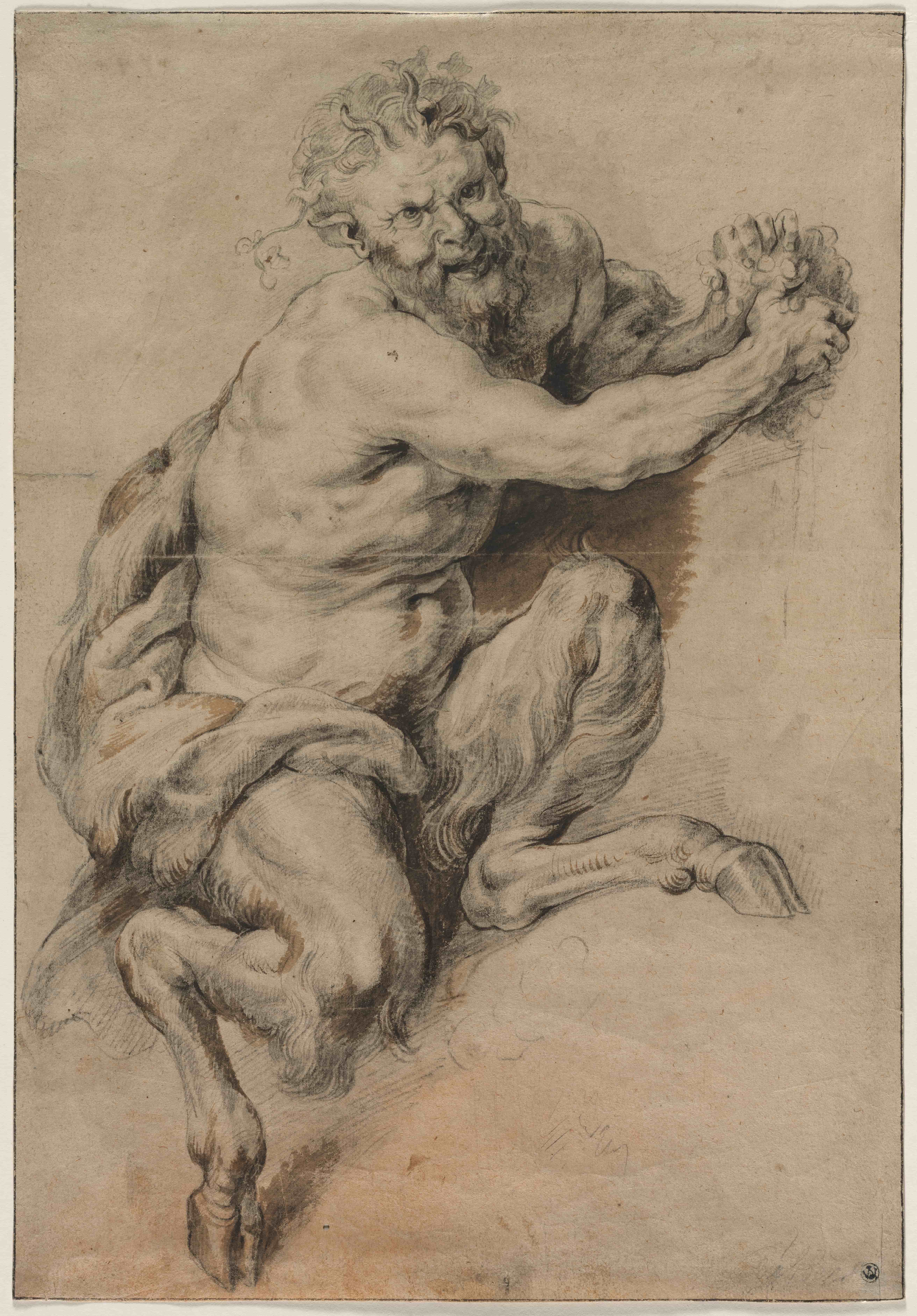 《农牧神抓着一串葡萄》（A Faun Grasping a Bunch of Grapes）｜彼得·保罗·鲁本斯 Peter Paul Rubens｜1616年后/18