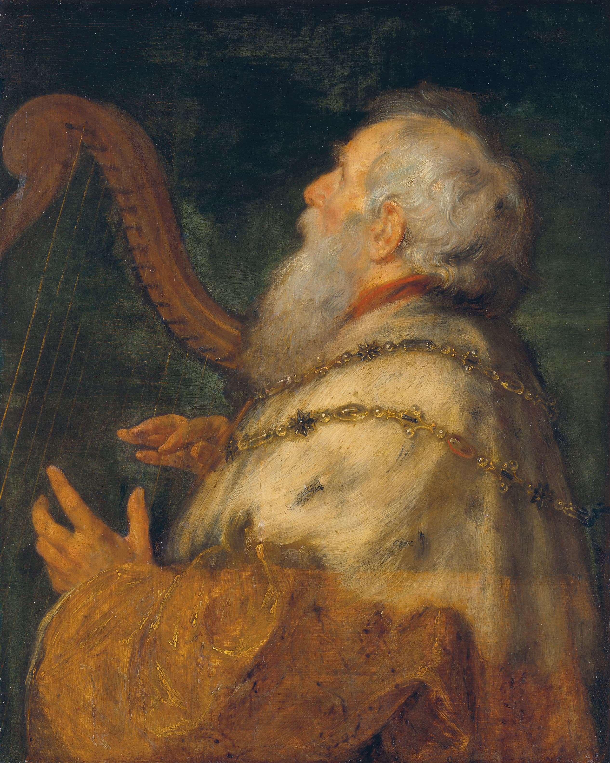《大卫王弹奏竖琴》（King David Playing the Harp）｜彼得·保罗·鲁本斯 Peter Paul Rubens｜约 1616