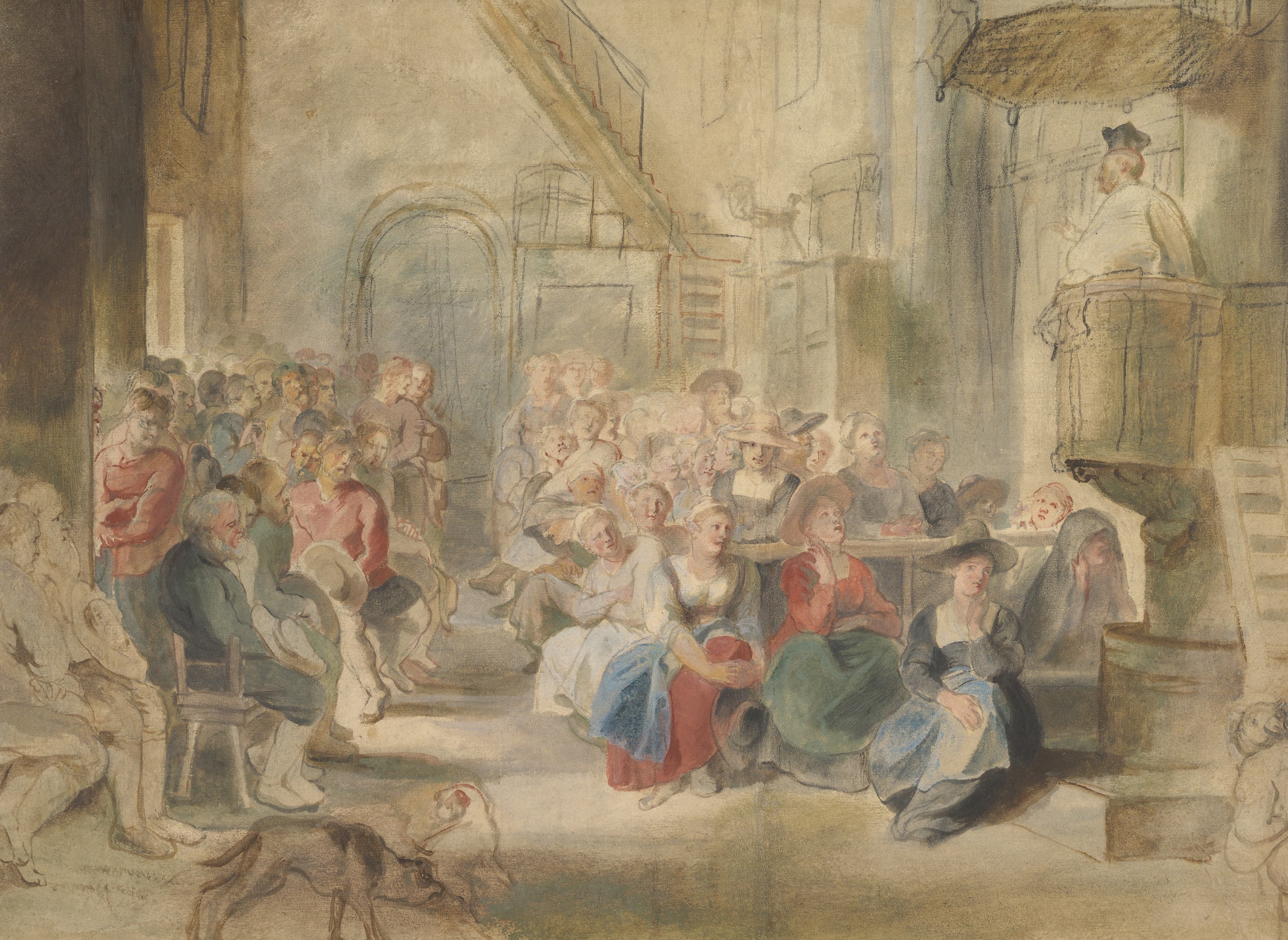 《乡村教堂的布道》（A Sermon in a Village Church）｜彼得·保罗·鲁本斯 Peter Paul Rubens｜约1630
