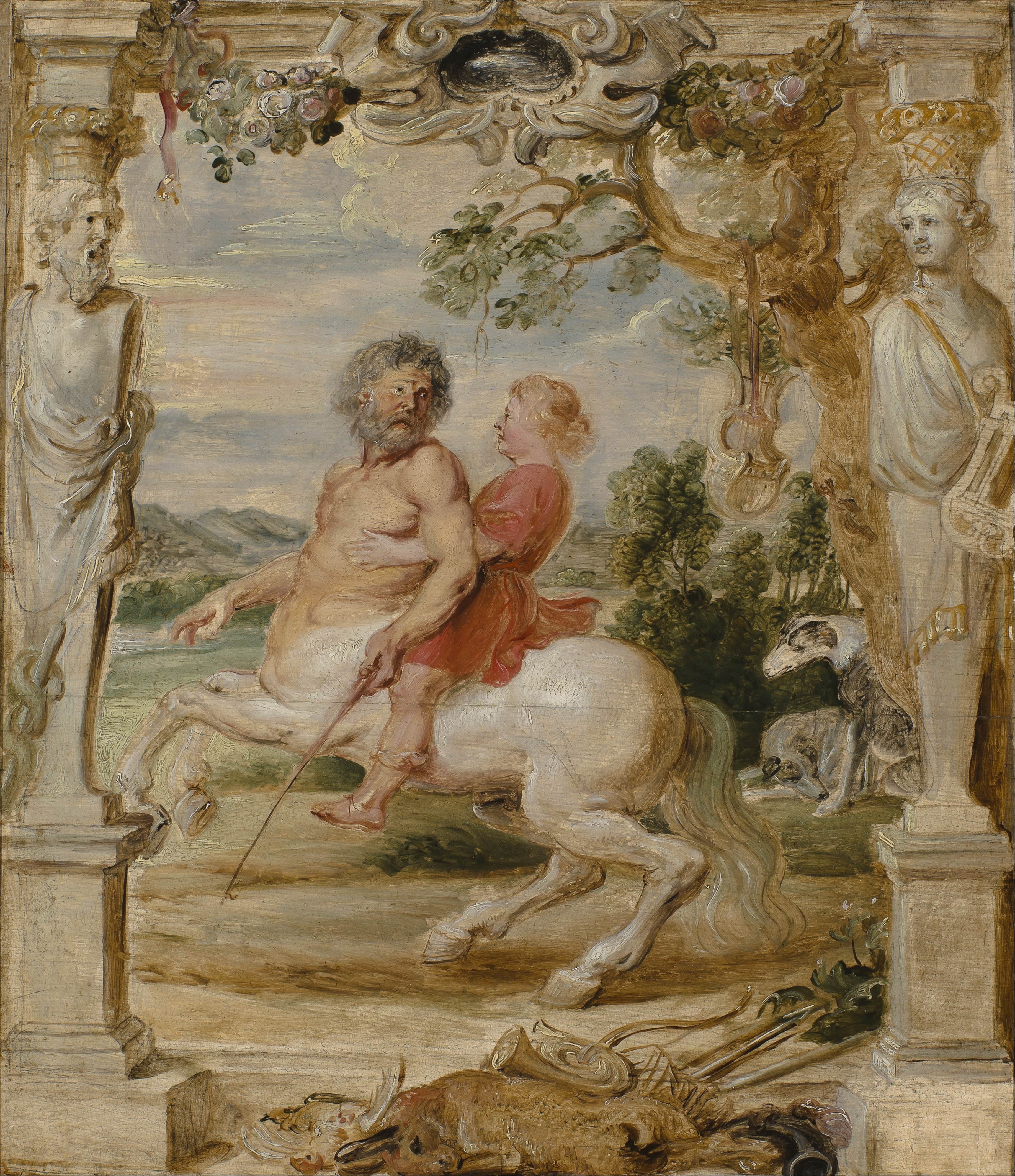 《阿喀琉斯受到半人马凯龙星的教育》（Achilles Educated by the Centaur Chiron）｜彼得·保罗·鲁本斯 Peter Paul Rubens｜1630–1635