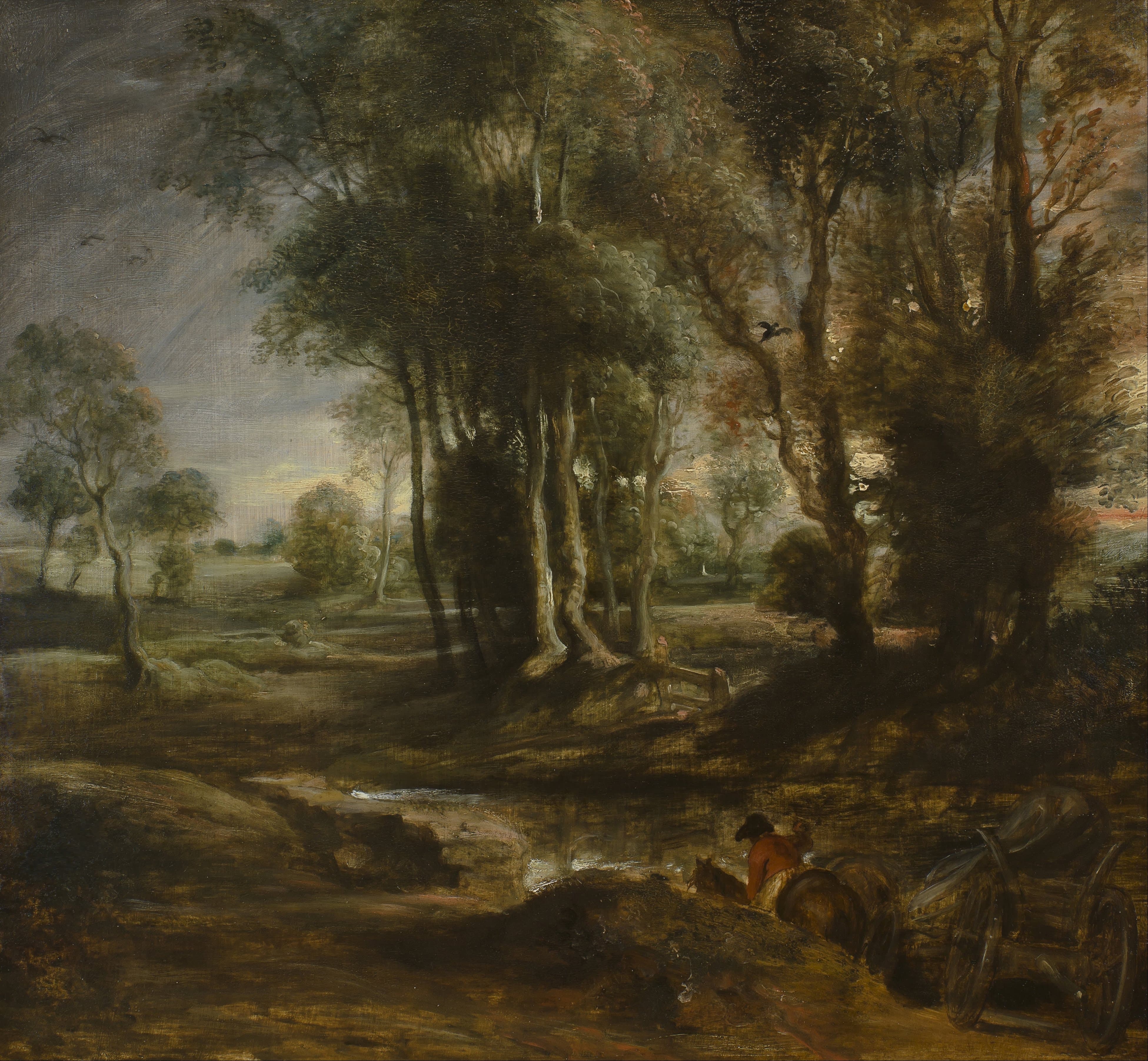 《晚上风景与木车》（Evening Landscape with Timber Wagon）｜彼得·保罗·鲁本斯 Peter Paul Rubens｜1630–1640