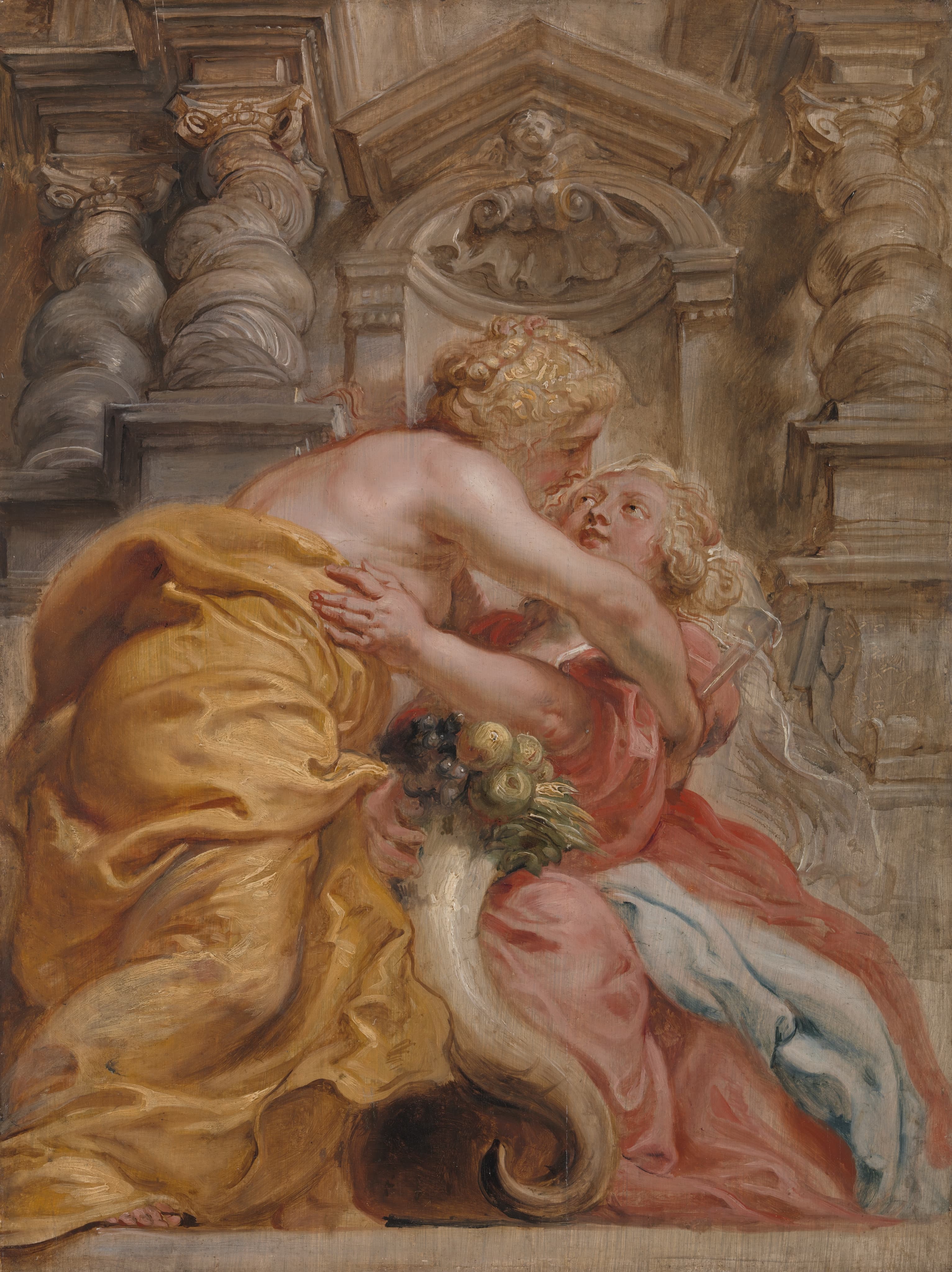 《和平拥抱丰盛》（Peace Embracing Plenty）｜彼得·保罗·鲁本斯 Peter Paul Rubens｜between 1633 and 1634