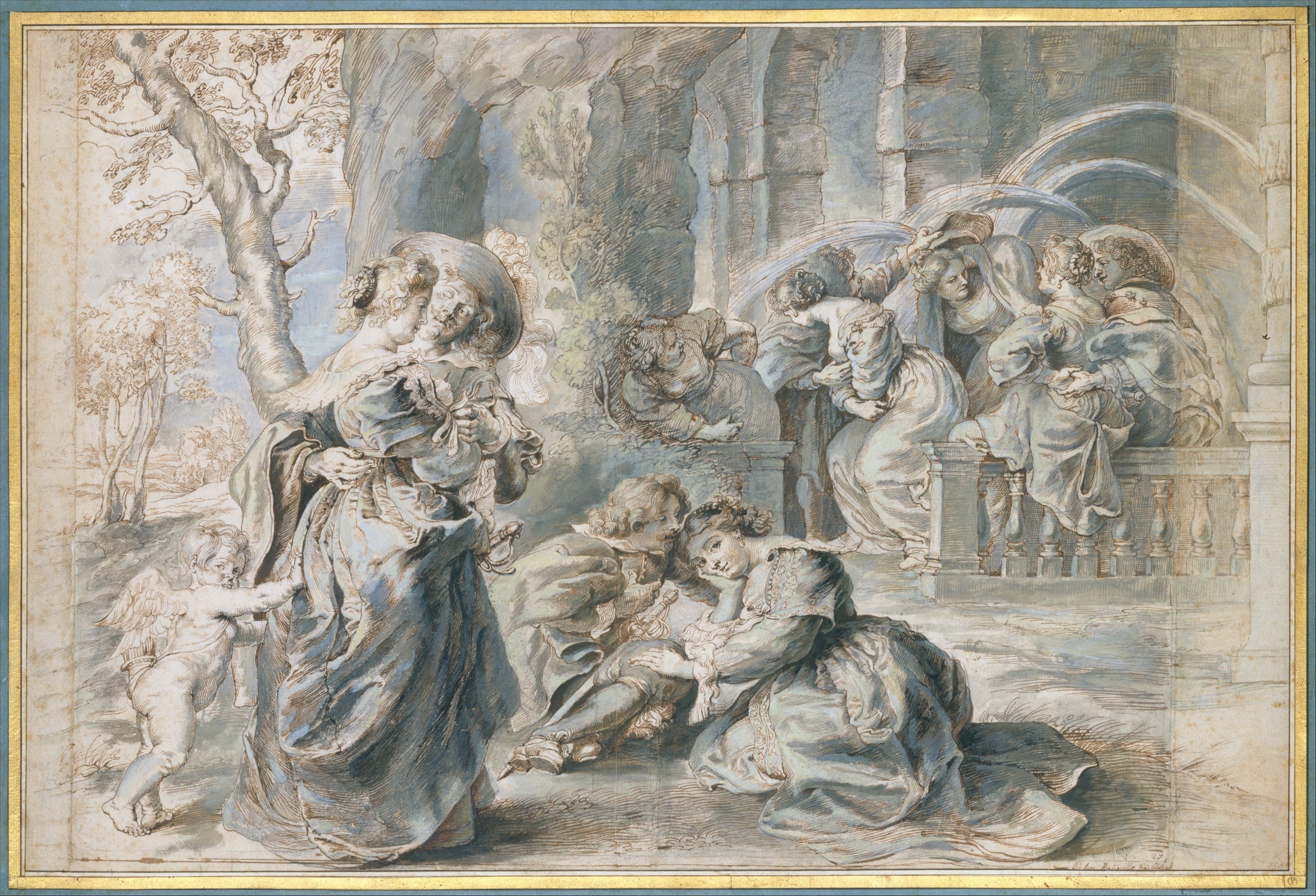 《爱情花园（左部分）》（The Garden of Love (left portion)）｜彼得·保罗·鲁本斯 Peter Paul Rubens｜约1633–35