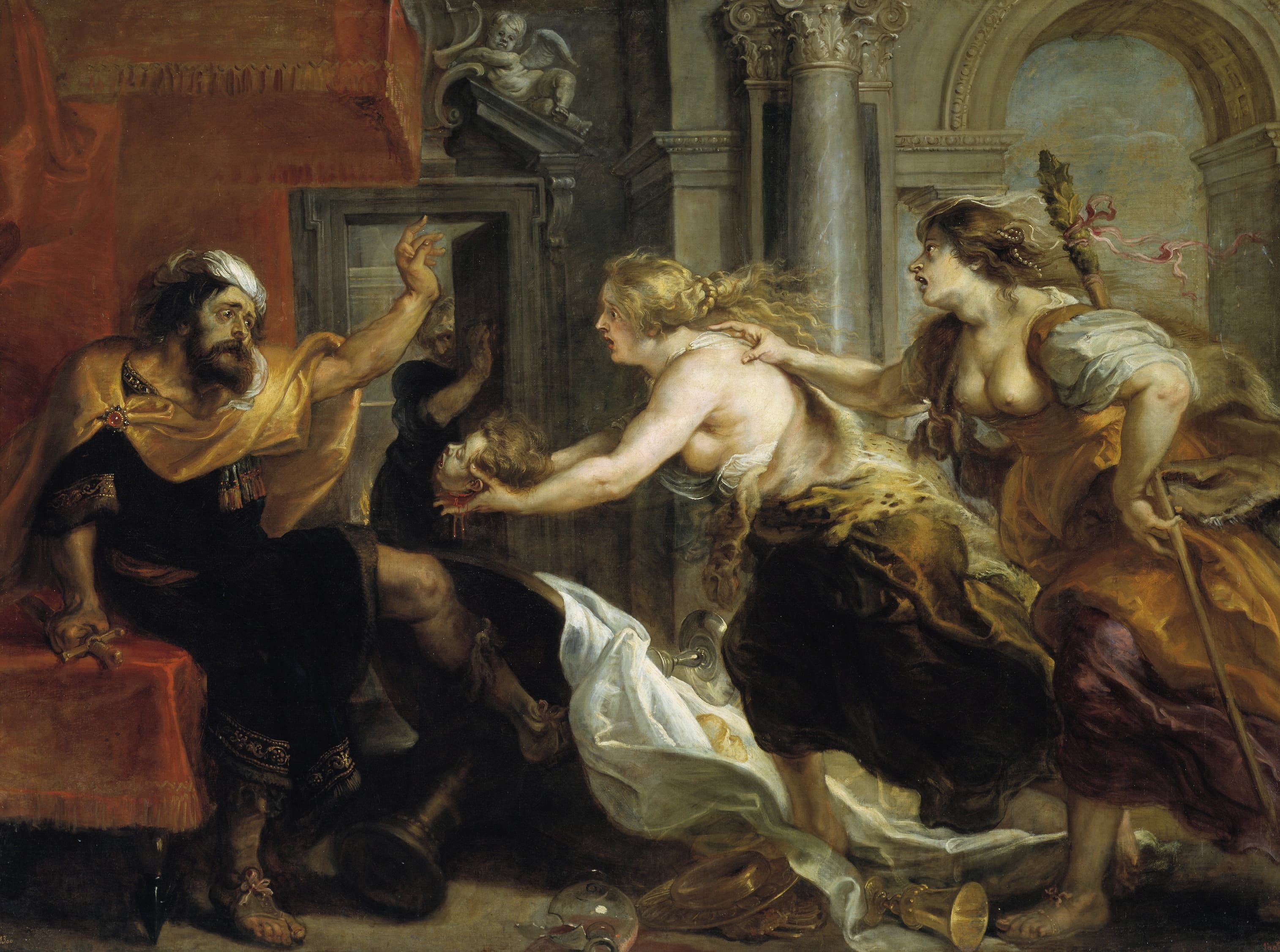 《特柔斯与儿子伊提洛斯的头对峙》（Tereus Confronted With The Head Of His Son Itylus）｜彼得·保罗·鲁本斯 Peter Paul Rubens｜1636–1638