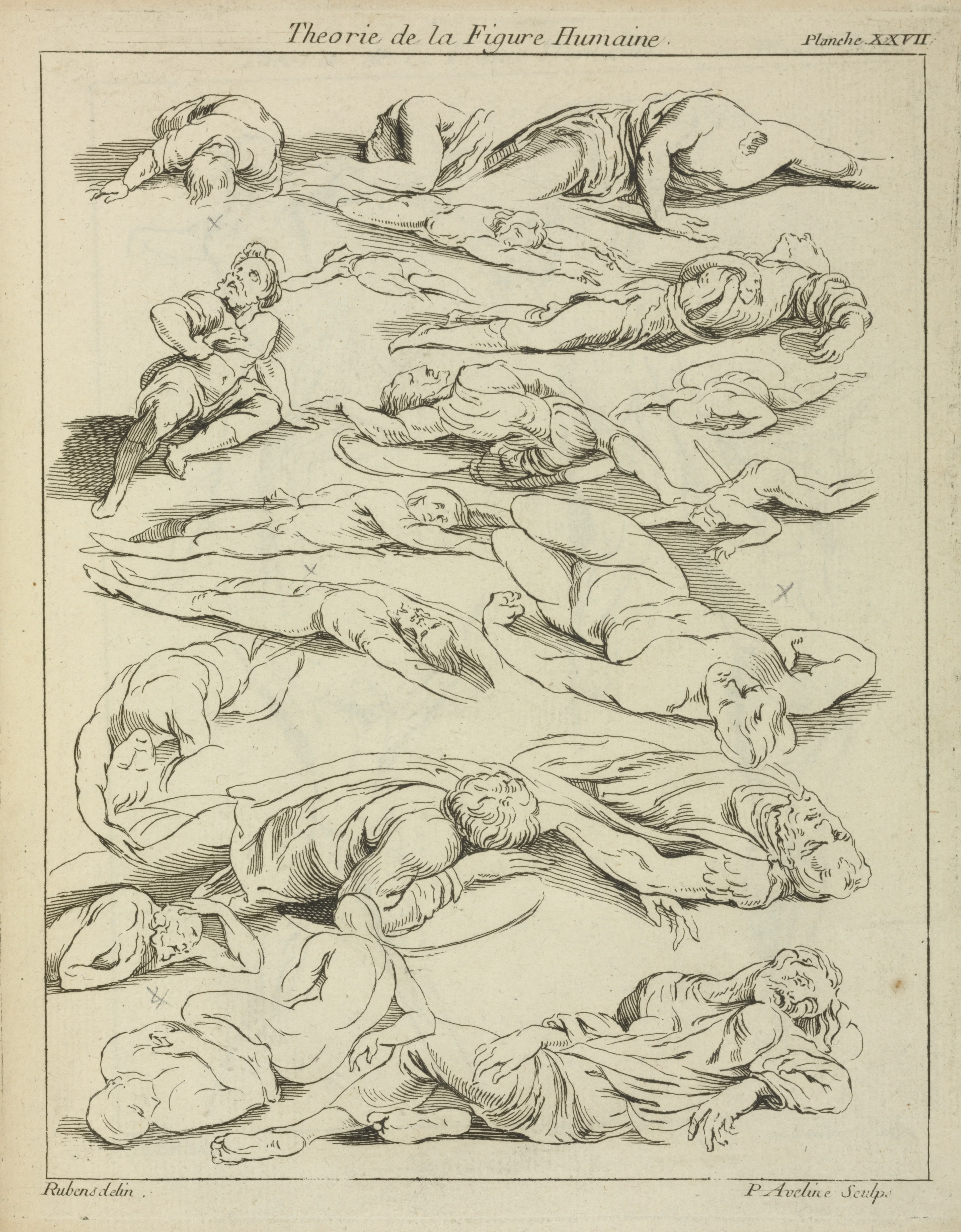 《俯卧位和仰卧位的几个人物》（Several figures in prone and supine positions）｜彼得·保罗·鲁本斯 Peter Paul Rubens｜不明