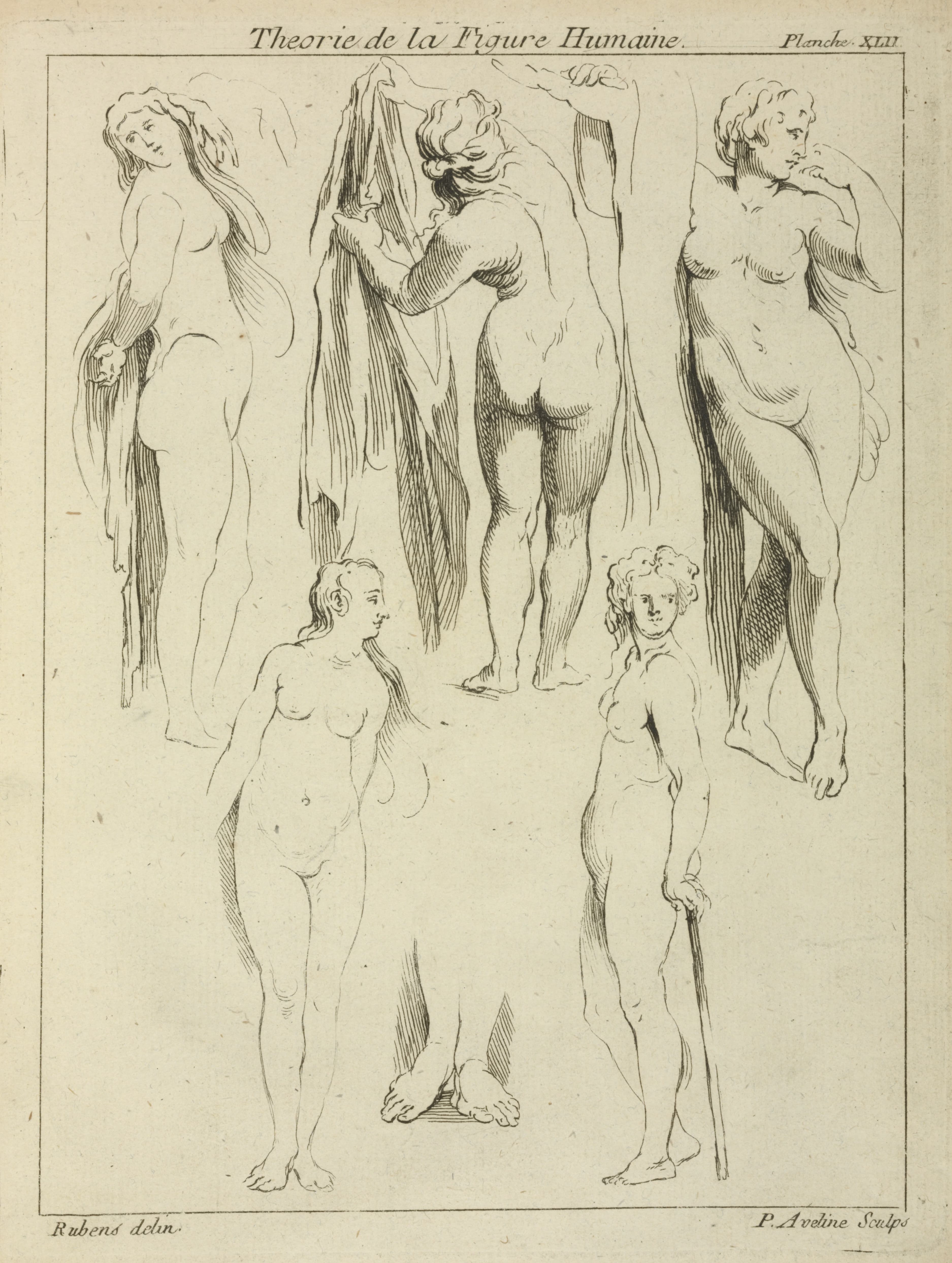 《站立女性裸体和一双脚的研究》（Studies of standing female nudes and a pair of feet）｜彼得·保罗·鲁本斯 Peter Paul Rubens｜不明