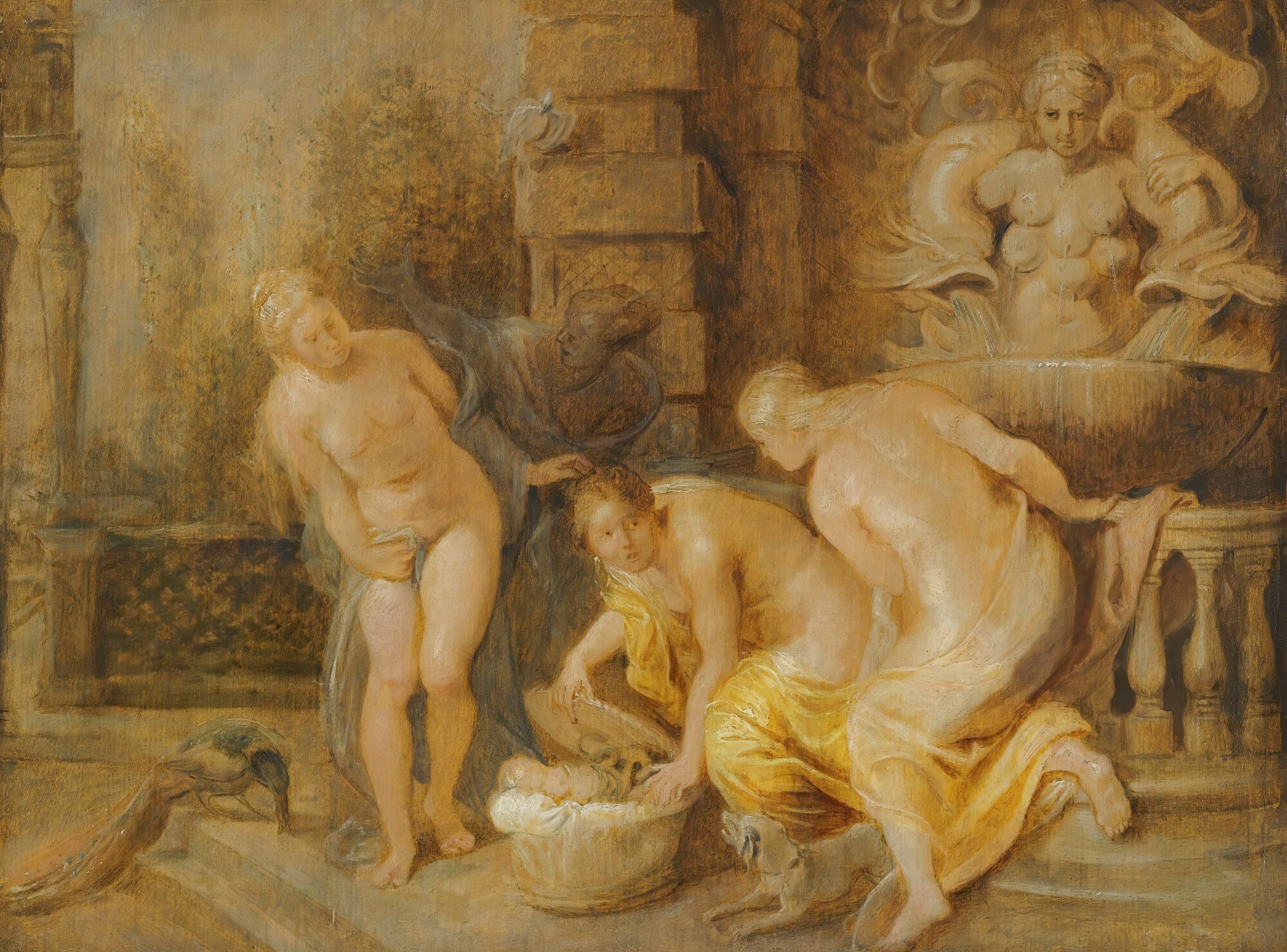 《刻克罗普斯的女儿们发现了小埃里克托尼乌斯》（The Discovery Of The Baby Erichthonius By The Daughters Of Cecrops）｜彼得·保罗·鲁本斯 Peter Paul Rubens｜不明