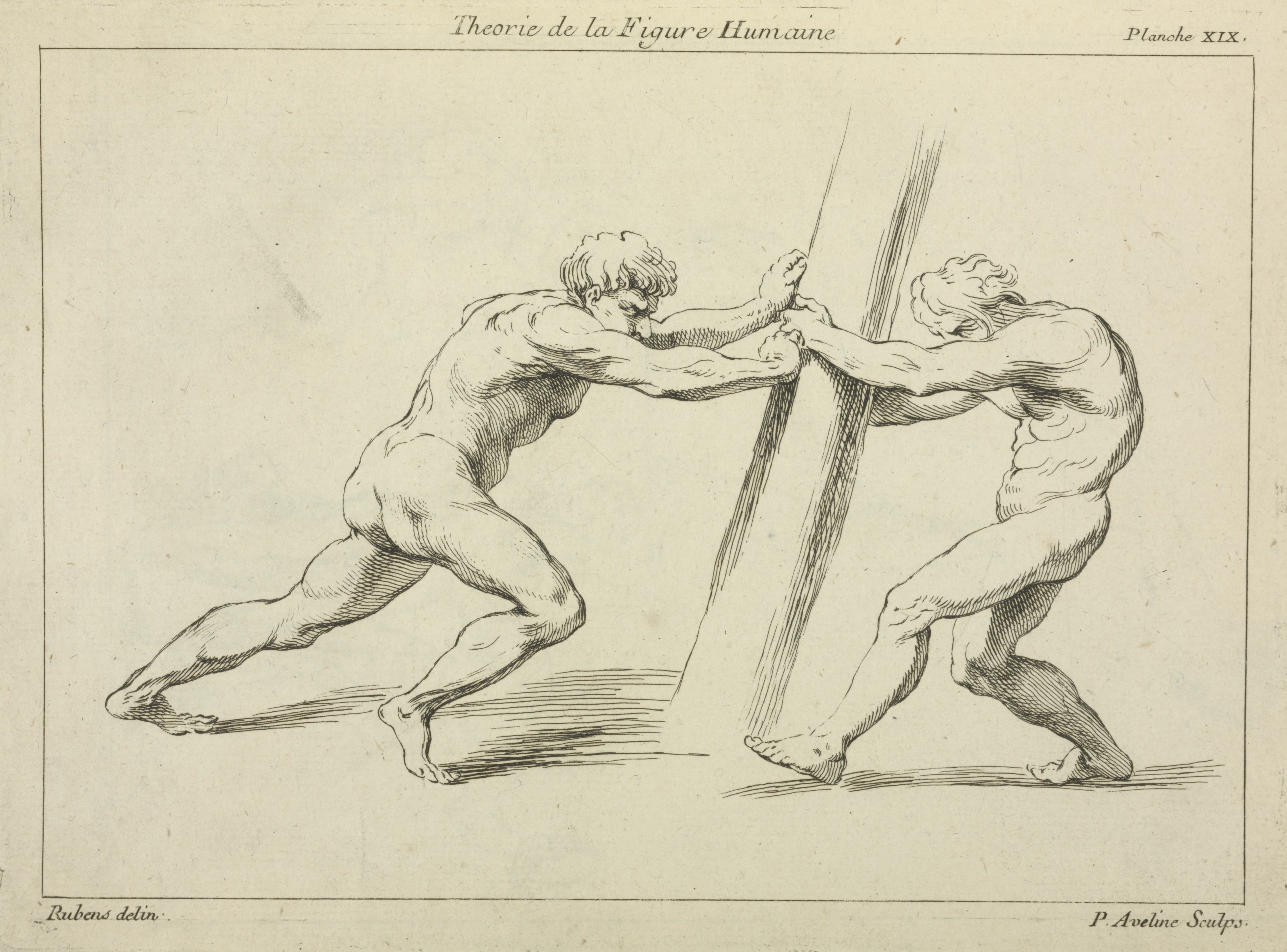 《两个人在柱子上用力》（Two figures straining against a post）｜彼得·保罗·鲁本斯 Peter Paul Rubens｜不明