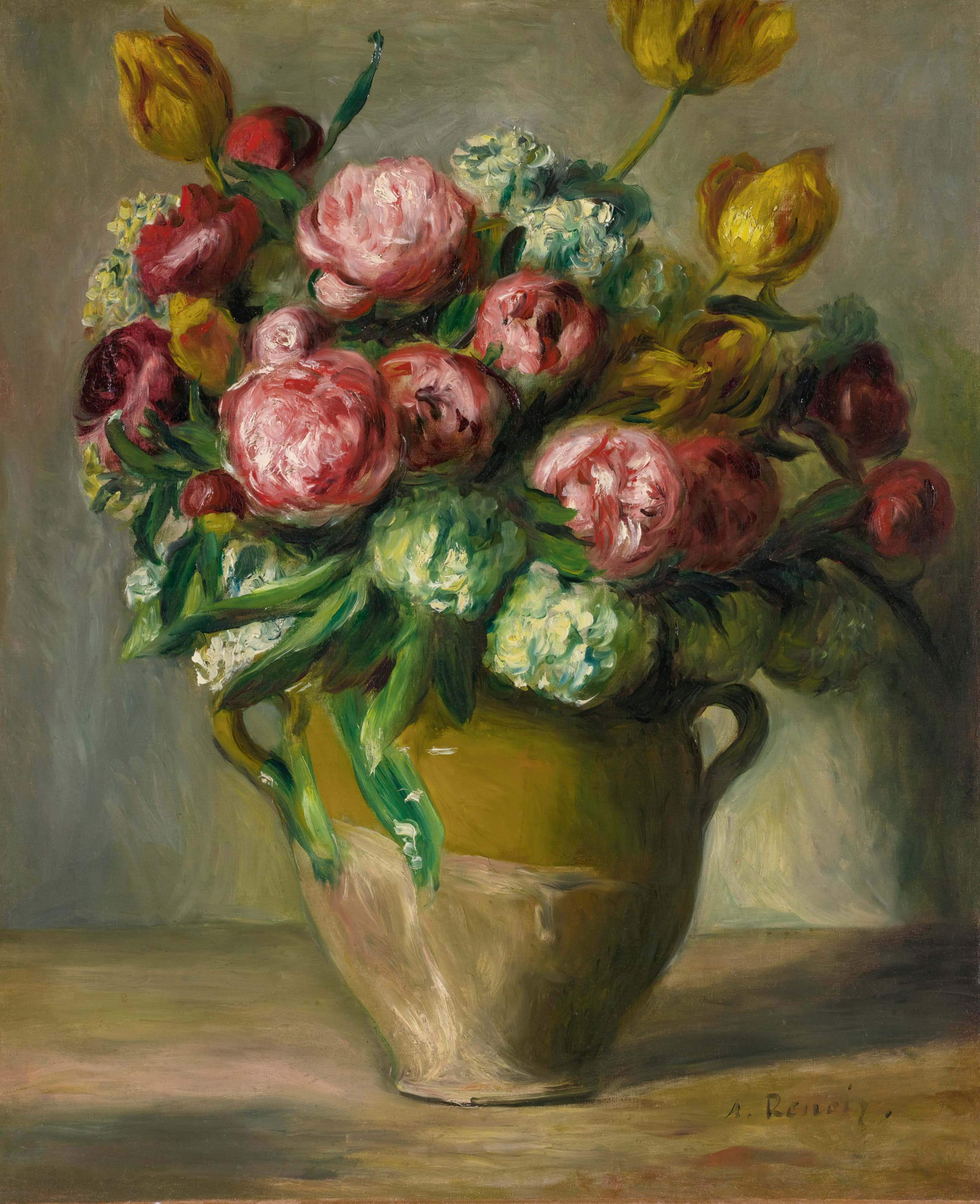 《牡丹花瓶》（Vase Of Peonies）｜皮埃尔-奥古斯特·雷诺阿 Pierre-Auguste Renoir｜约 1872