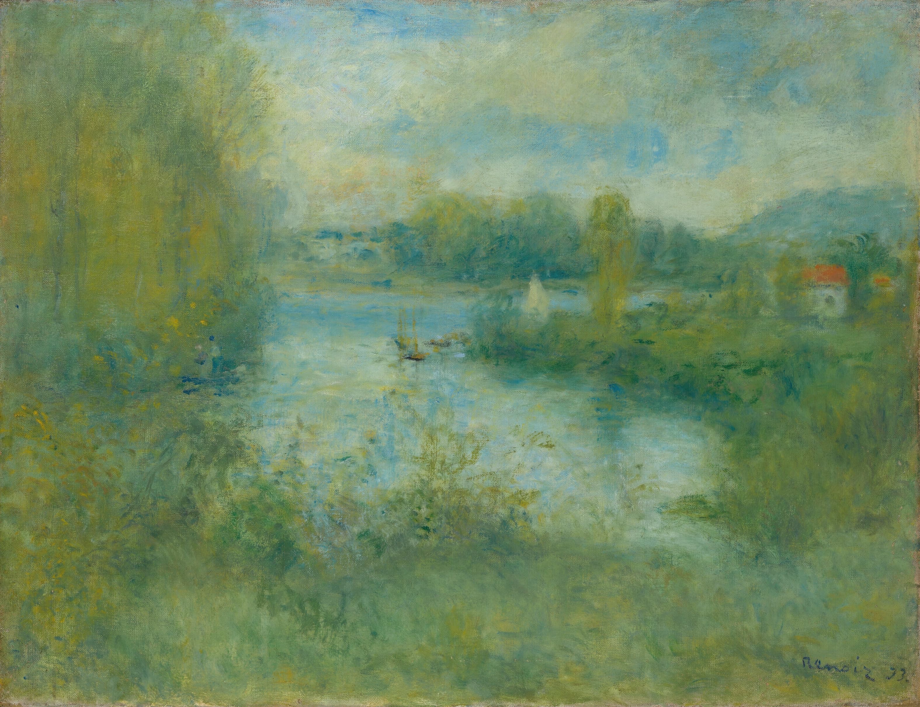 《阿让特伊塞纳河的小臂》（Small arm of the Seine in Argenteuil）｜皮埃尔-奥古斯特·雷诺阿 Pierre-Auguste Renoir｜1873