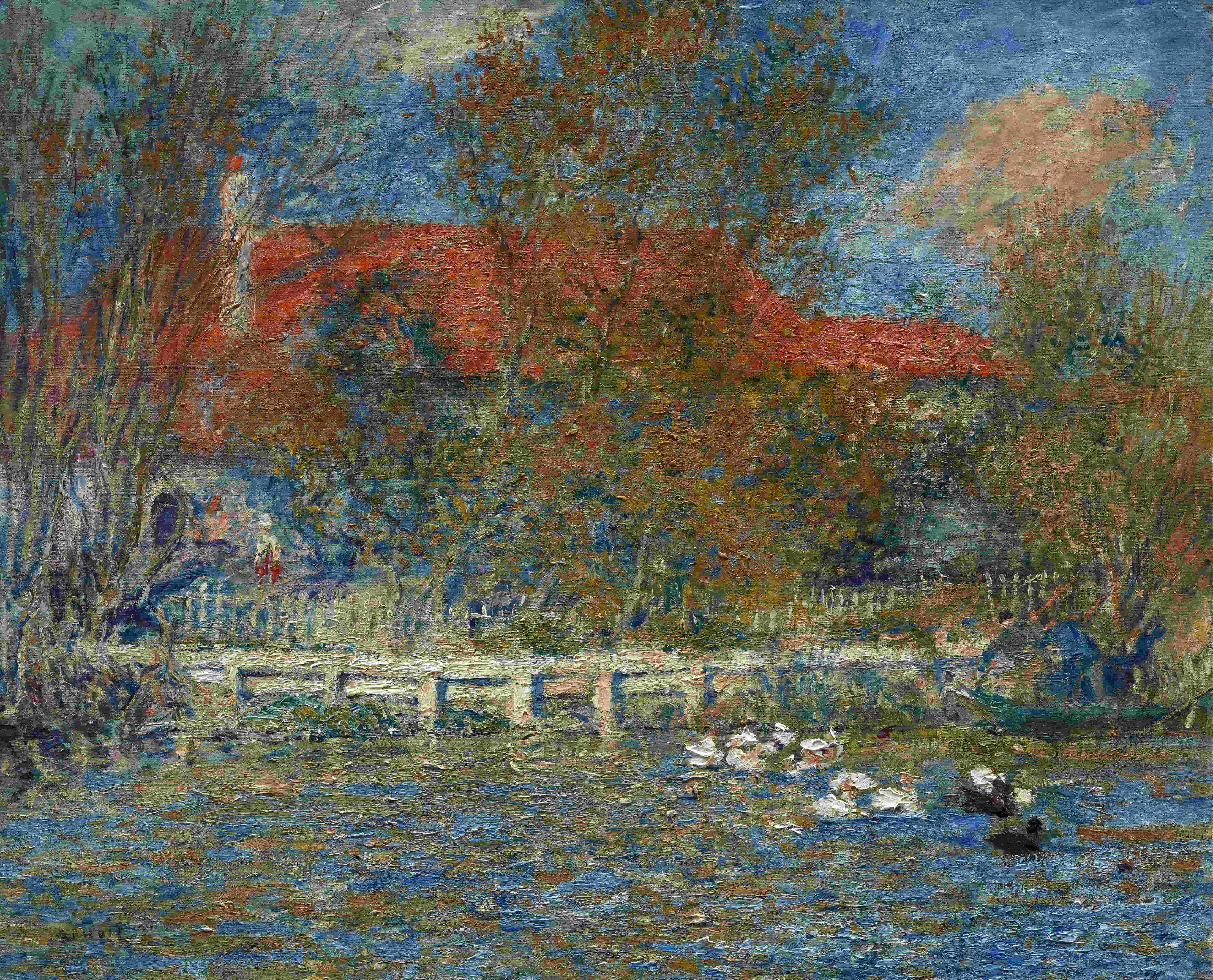 《鸭池》（The Duck Pond）｜皮埃尔-奥古斯特·雷诺阿 Pierre-Auguste Renoir｜1873