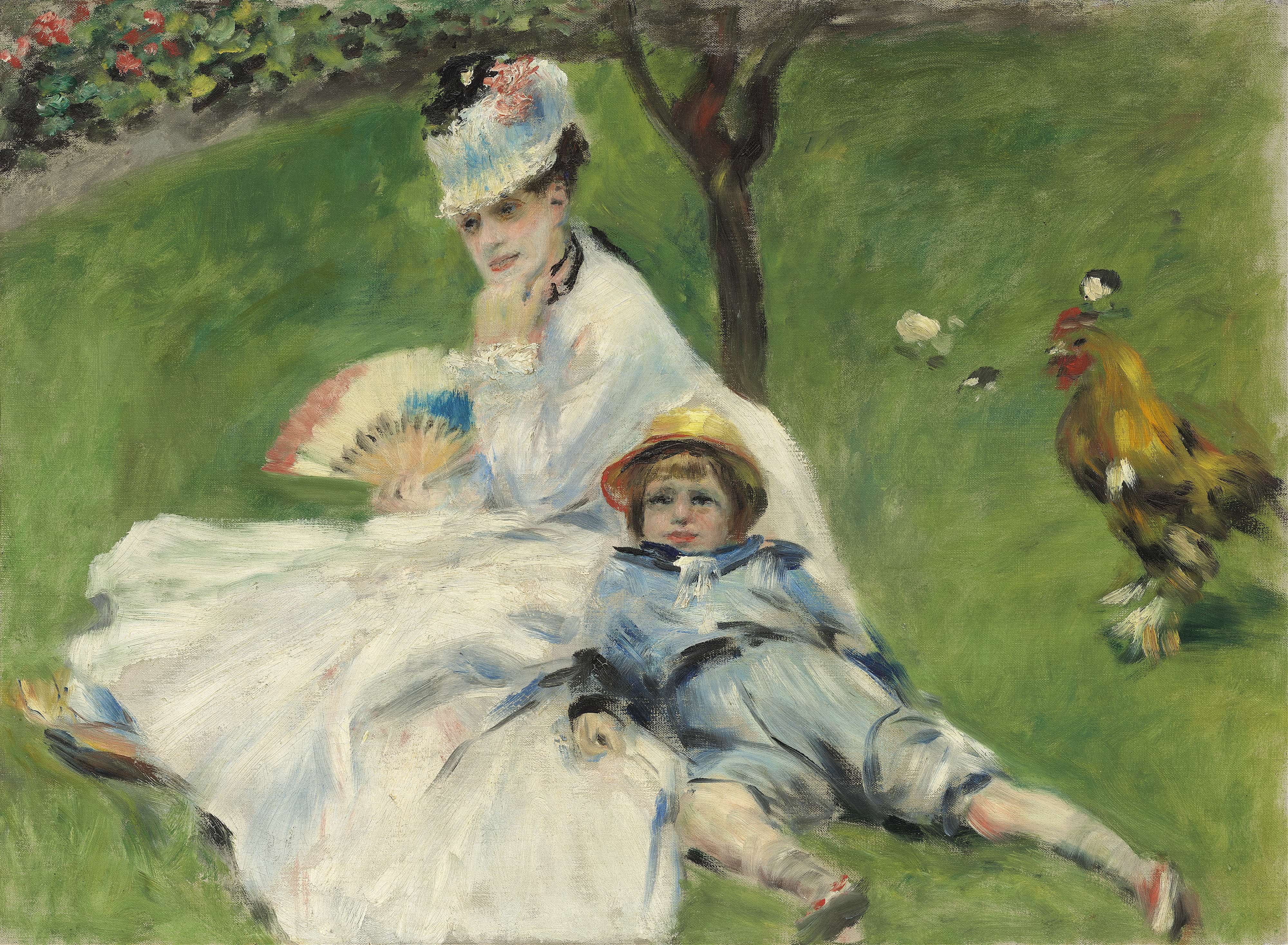 《莫奈夫人和她的儿子》（Madame Monet and Her Son）｜皮埃尔-奥古斯特·雷诺阿 Pierre-Auguste Renoir｜1874