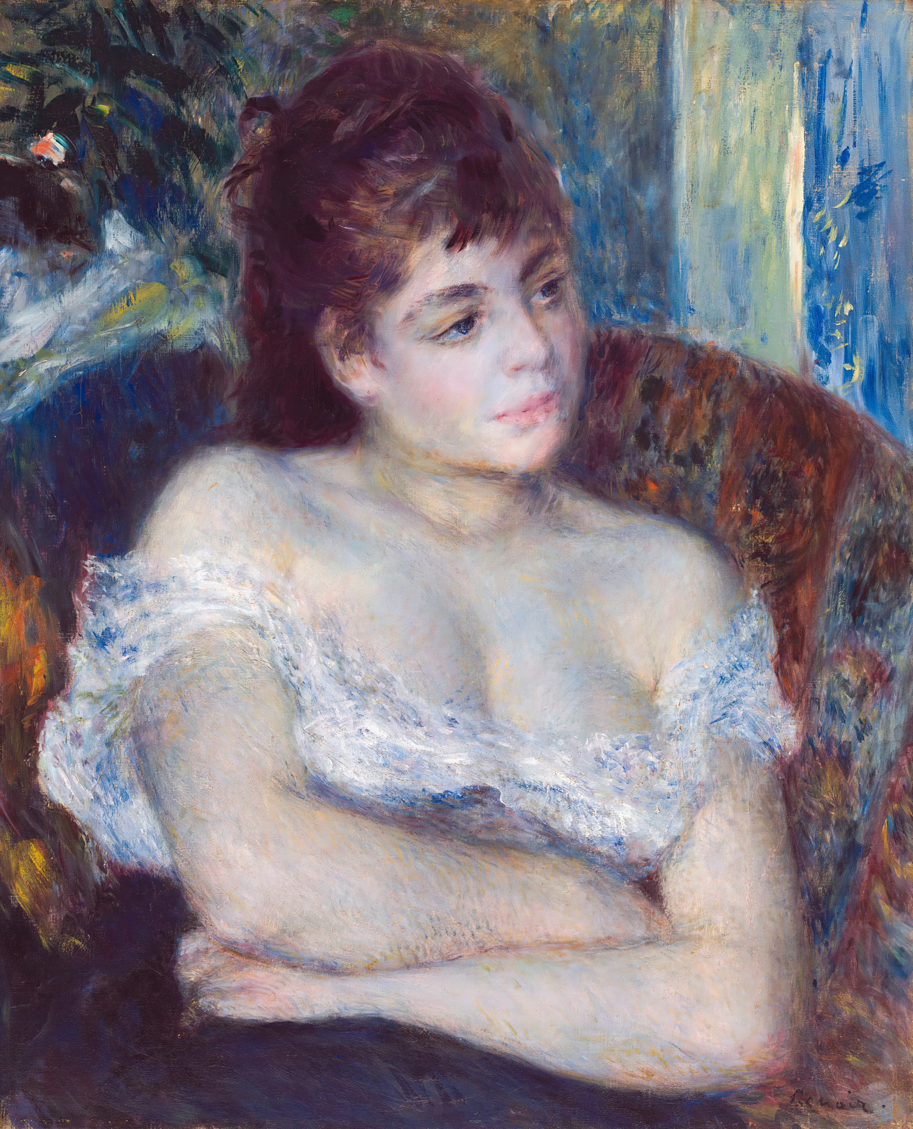 《扶手椅上的女人》（Woman in an Armchair）｜皮埃尔-奥古斯特·雷诺阿 Pierre-Auguste Renoir｜1874