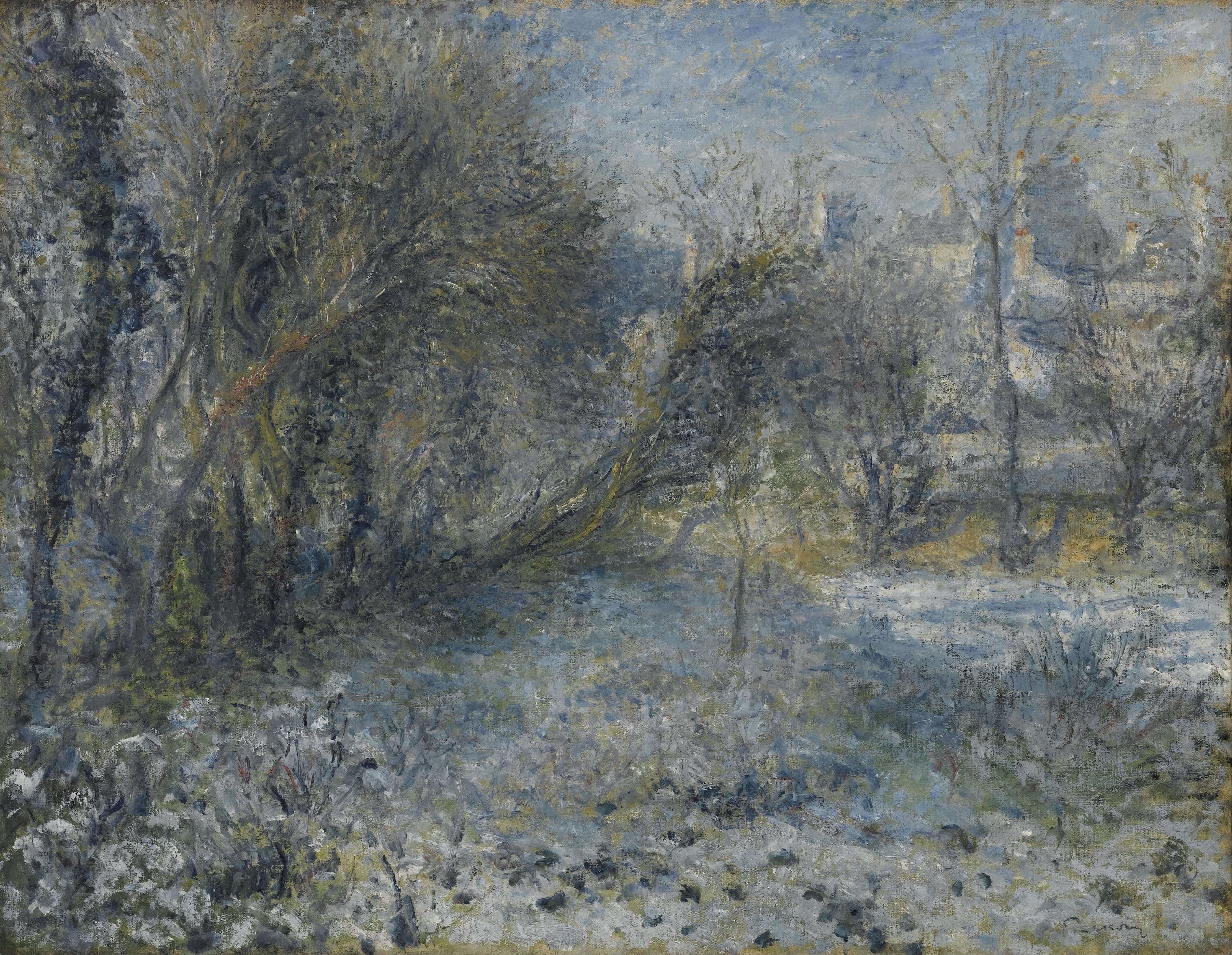 《雪景》（Snow-covered Landscape）｜皮埃尔-奥古斯特·雷诺阿 Pierre-Auguste Renoir｜1875