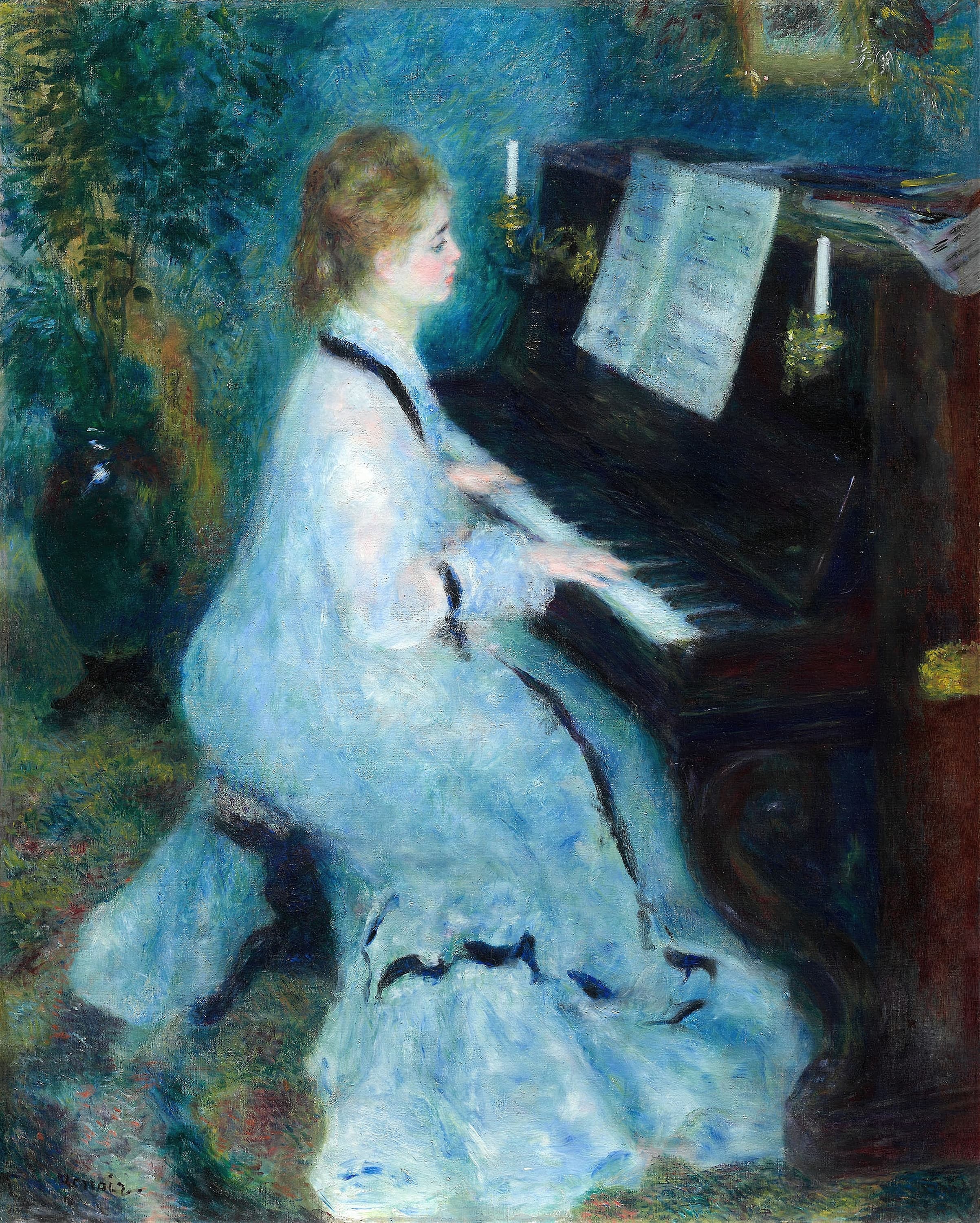 《弹钢琴的女人》（Woman at the Piano）｜皮埃尔-奥古斯特·雷诺阿 Pierre-Auguste Renoir｜1875–76