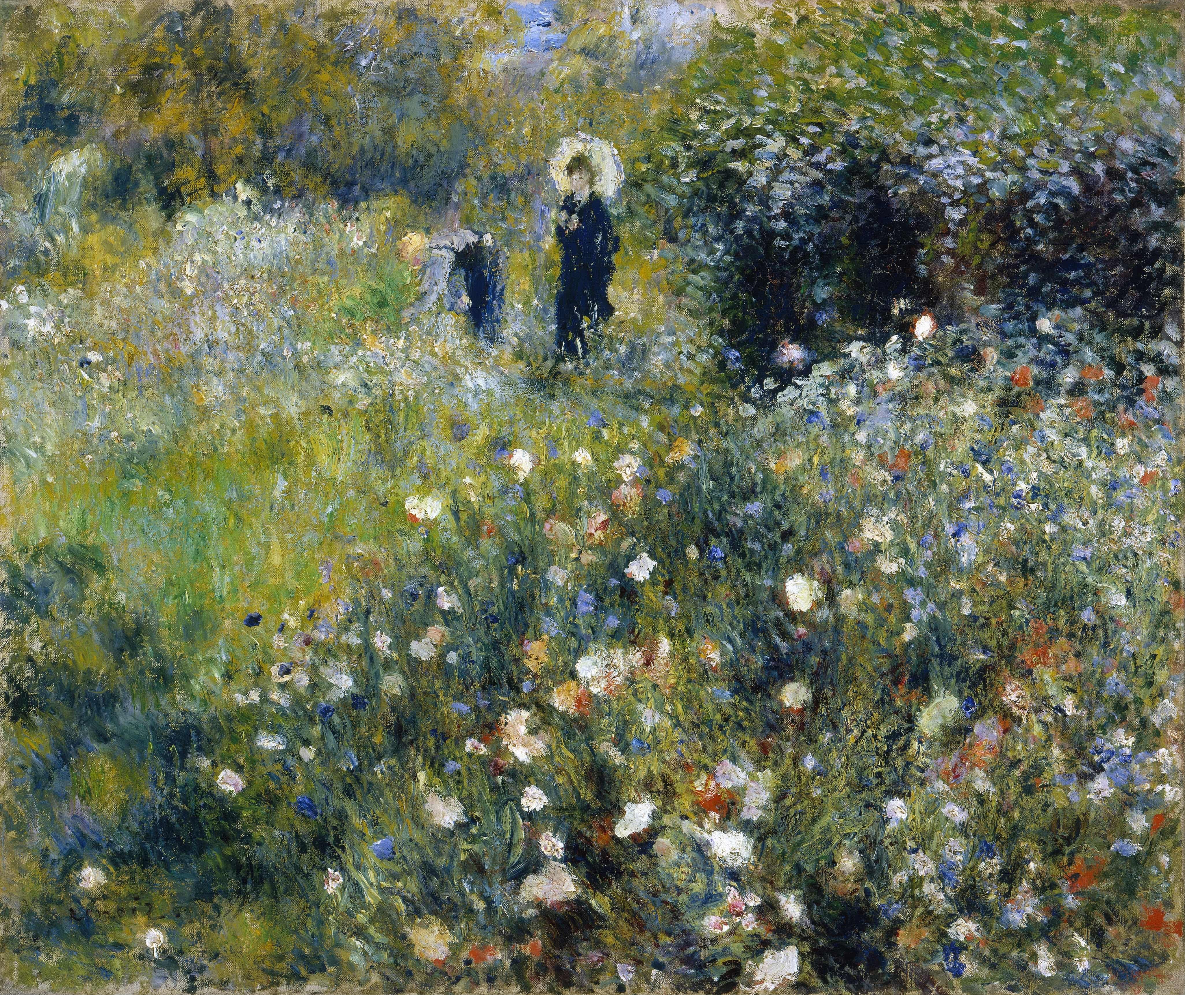《花园里打阳伞的女人》（Woman with a Parasol in a Garden）｜皮埃尔-奥古斯特·雷诺阿 Pierre-Auguste Renoir｜1875