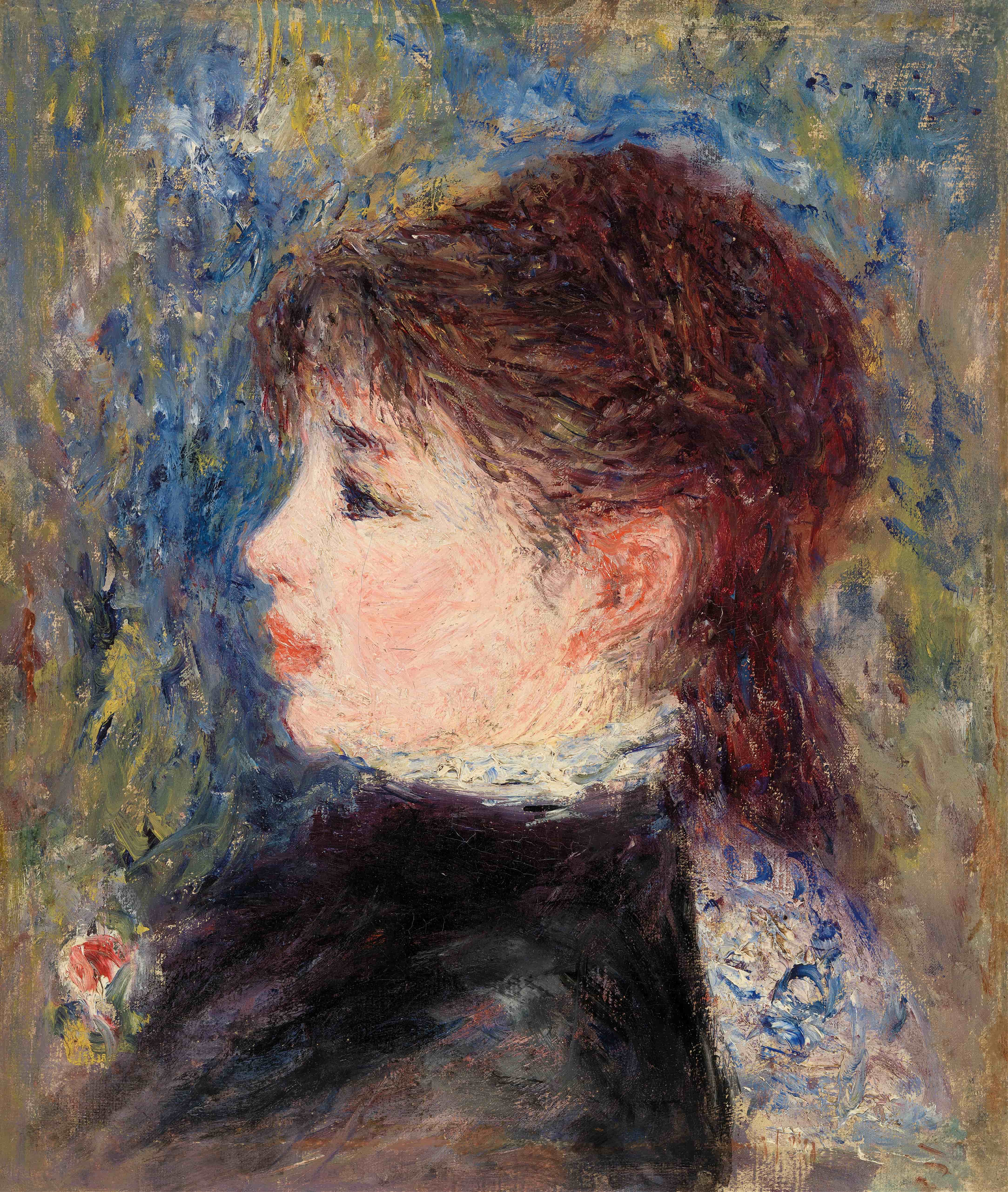 《年轻女子与玫瑰》（Young Woman with Rose）｜皮埃尔-奥古斯特·雷诺阿 Pierre-Auguste Renoir｜约. 1877
