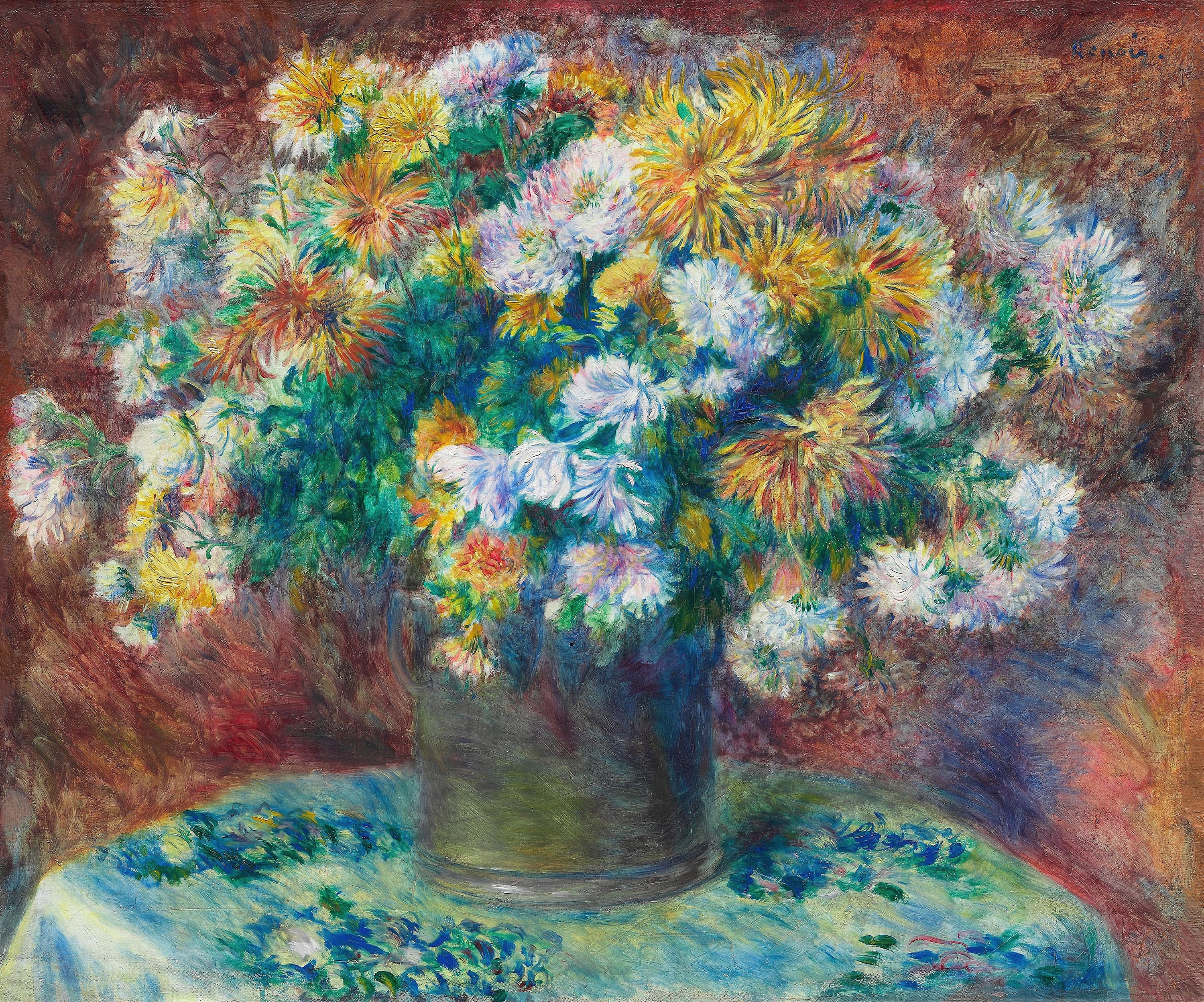 《菊花》（Chrysanthemums）｜皮埃尔-奥古斯特·雷诺阿 Pierre-Auguste Renoir｜1881–82