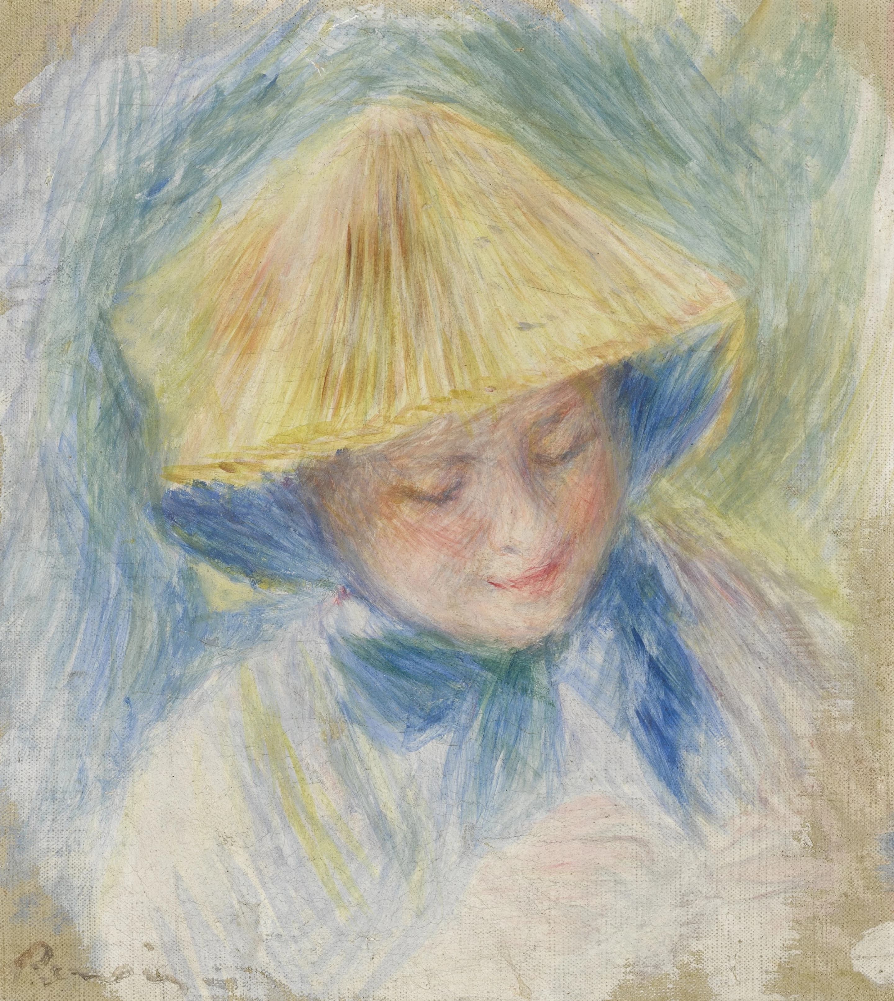 《戴草帽的女人肖像（克拉皮森夫人）》（Portrait of a woman in a straw hat (Madame Clapisson)）｜皮埃尔-奥古斯特·雷诺阿 Pierre-Auguste Renoir｜约 1882