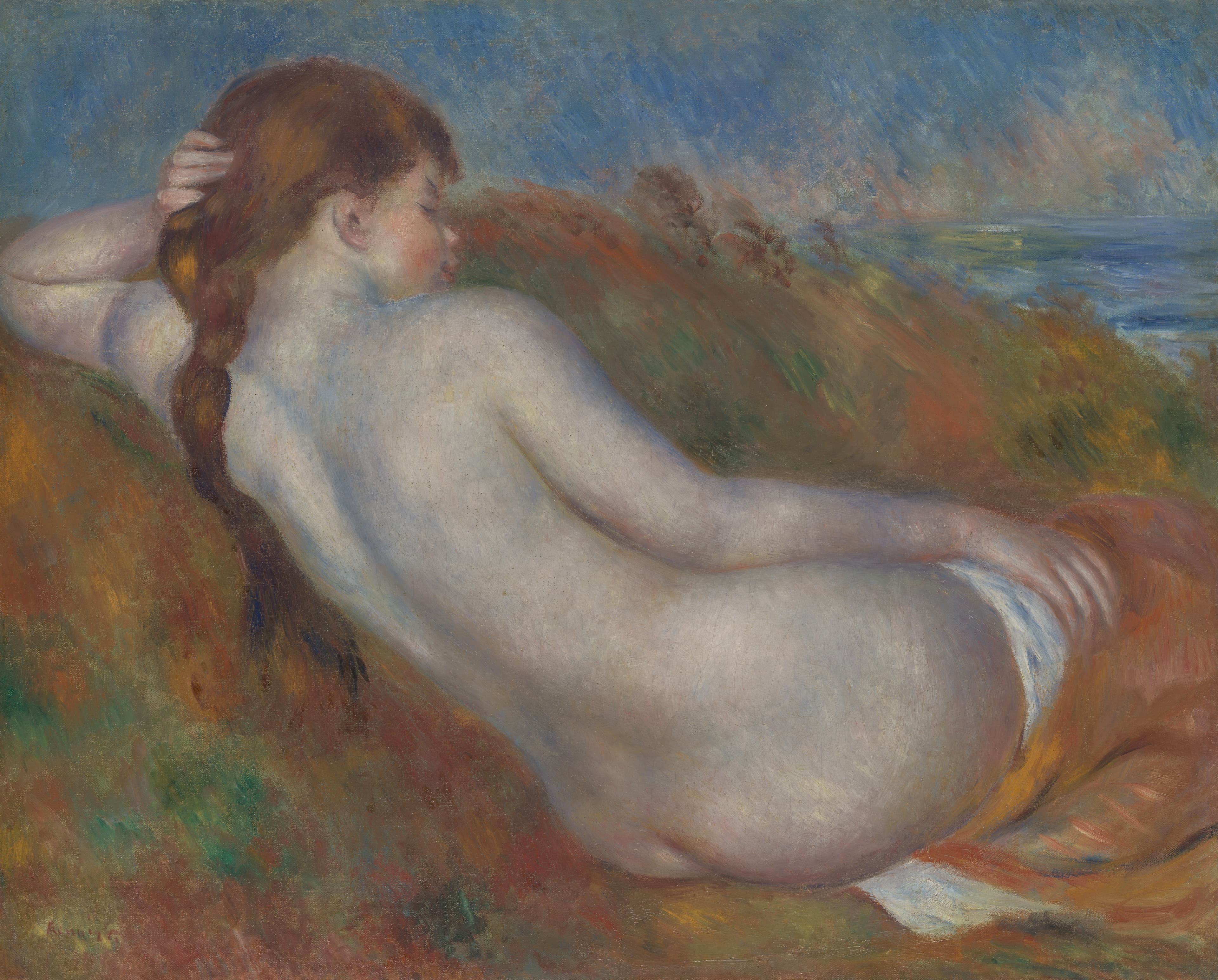 《斜倚裸体》（Reclining Nude）｜皮埃尔-奥古斯特·雷诺阿 Pierre-Auguste Renoir｜1906