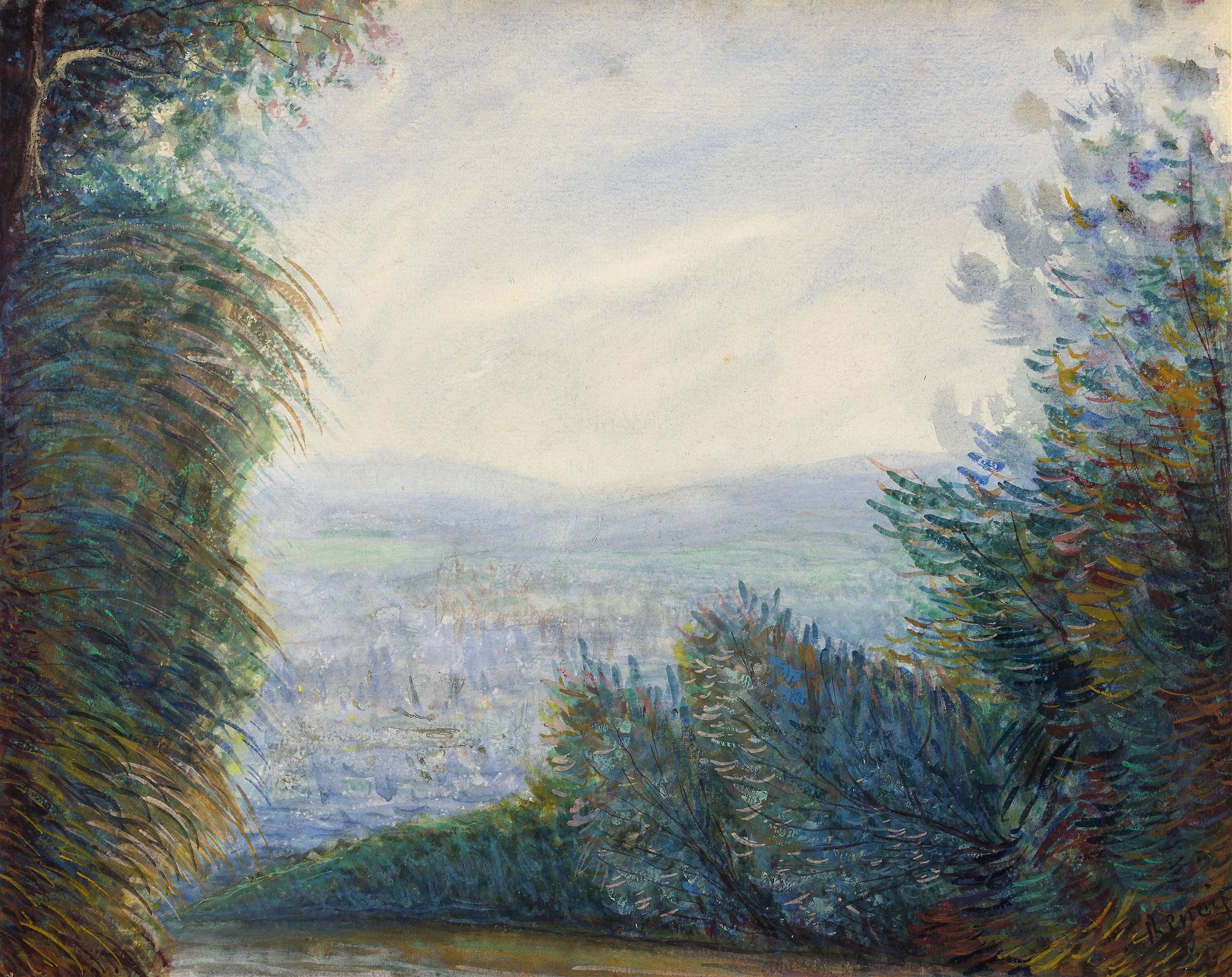 《瓦兹河上的奥维尔河谷》（The Auvers Valley on the Oise River）｜皮埃尔-奥古斯特·雷诺阿 Pierre-Auguste Renoir｜after 1884